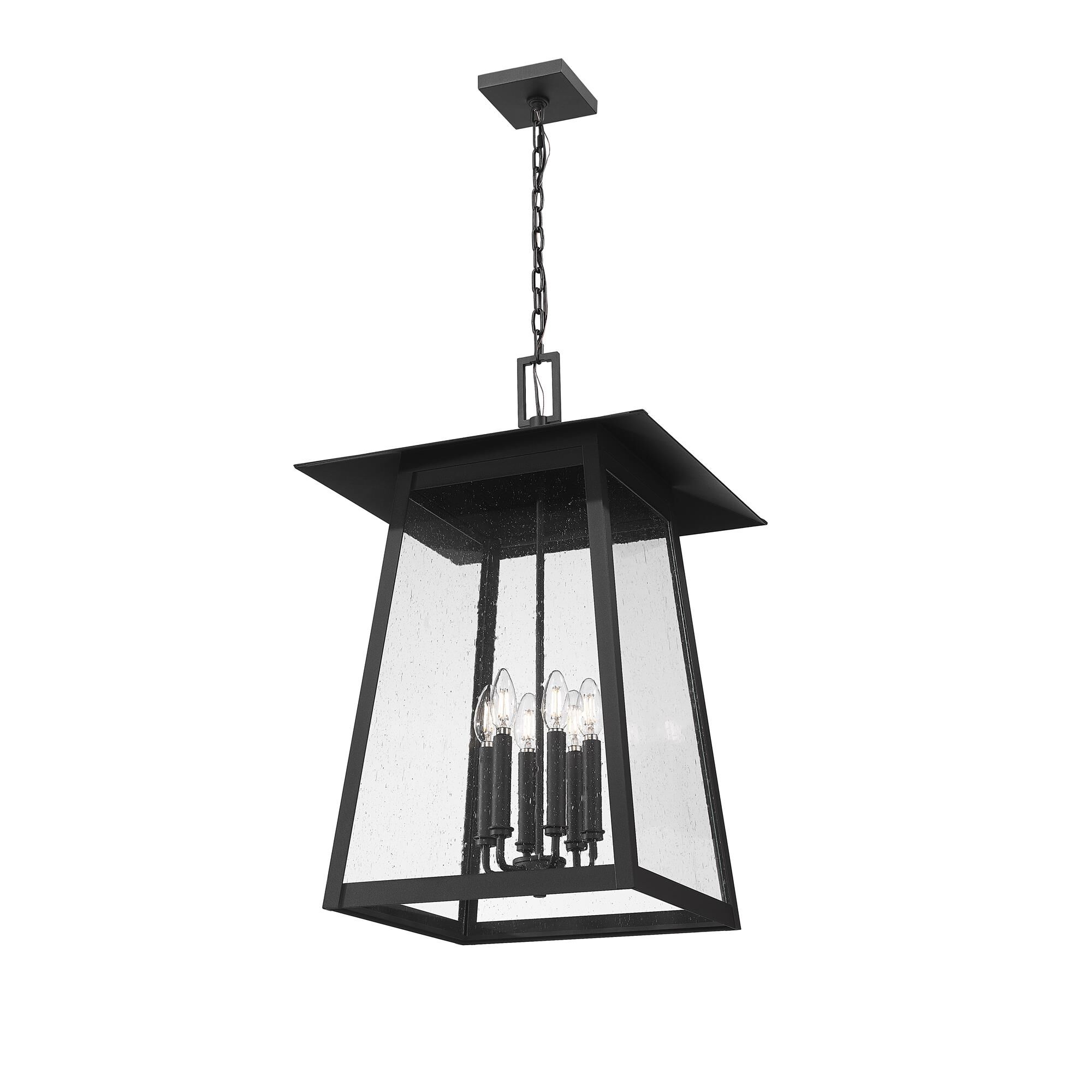 Shown in Black finish and Clear Seedy glass and Clear Seedy shade