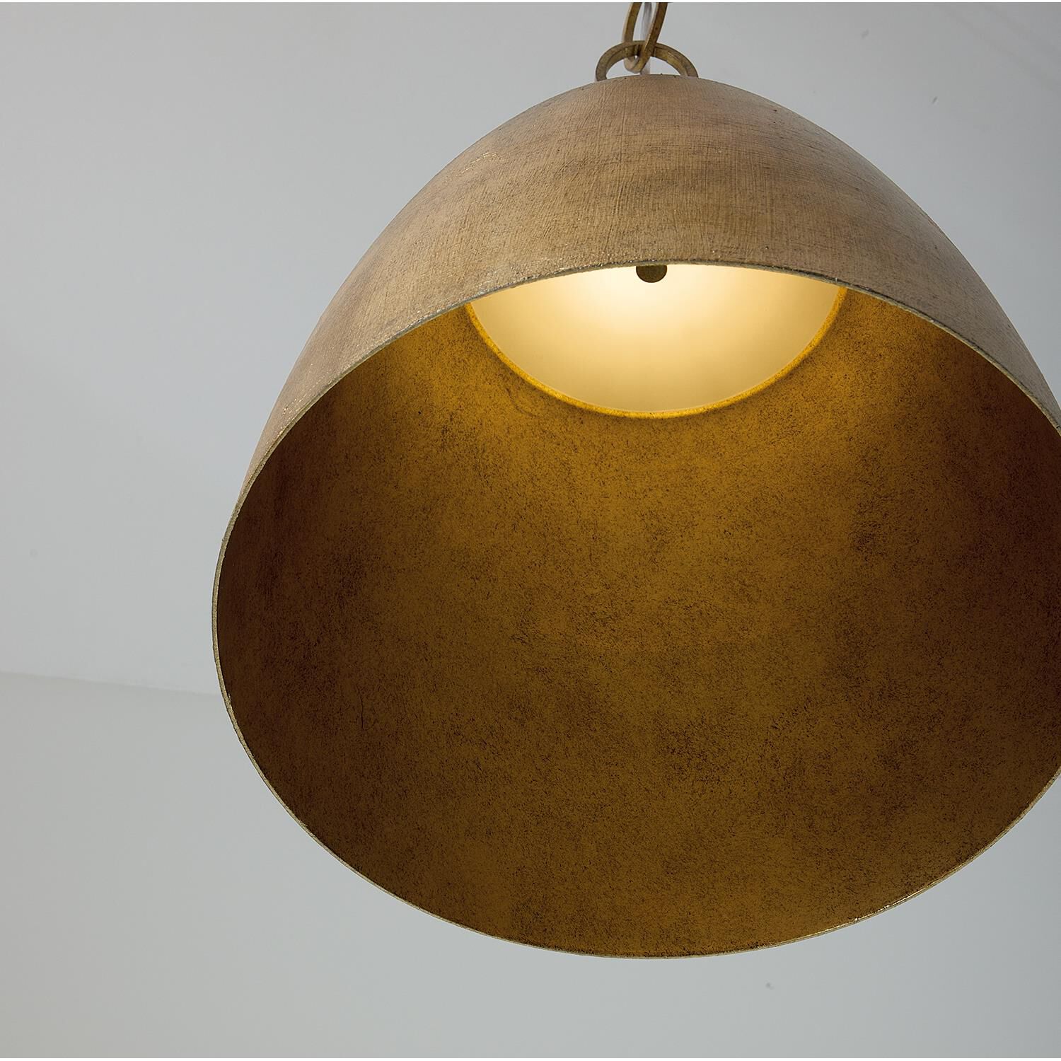 Shown in Feathered Gold finish and Textured Metal shade