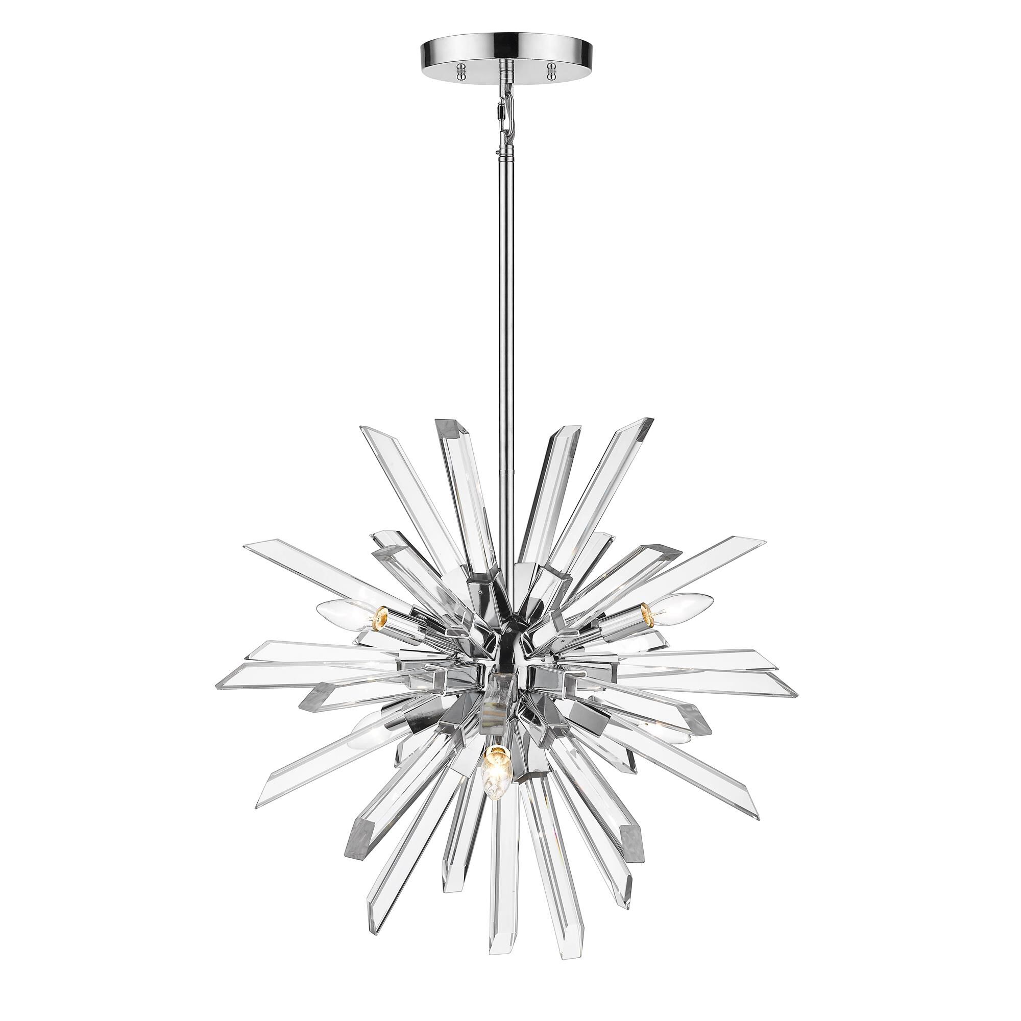 Shown in Chrome finish and Crystal glass and Crystal shade