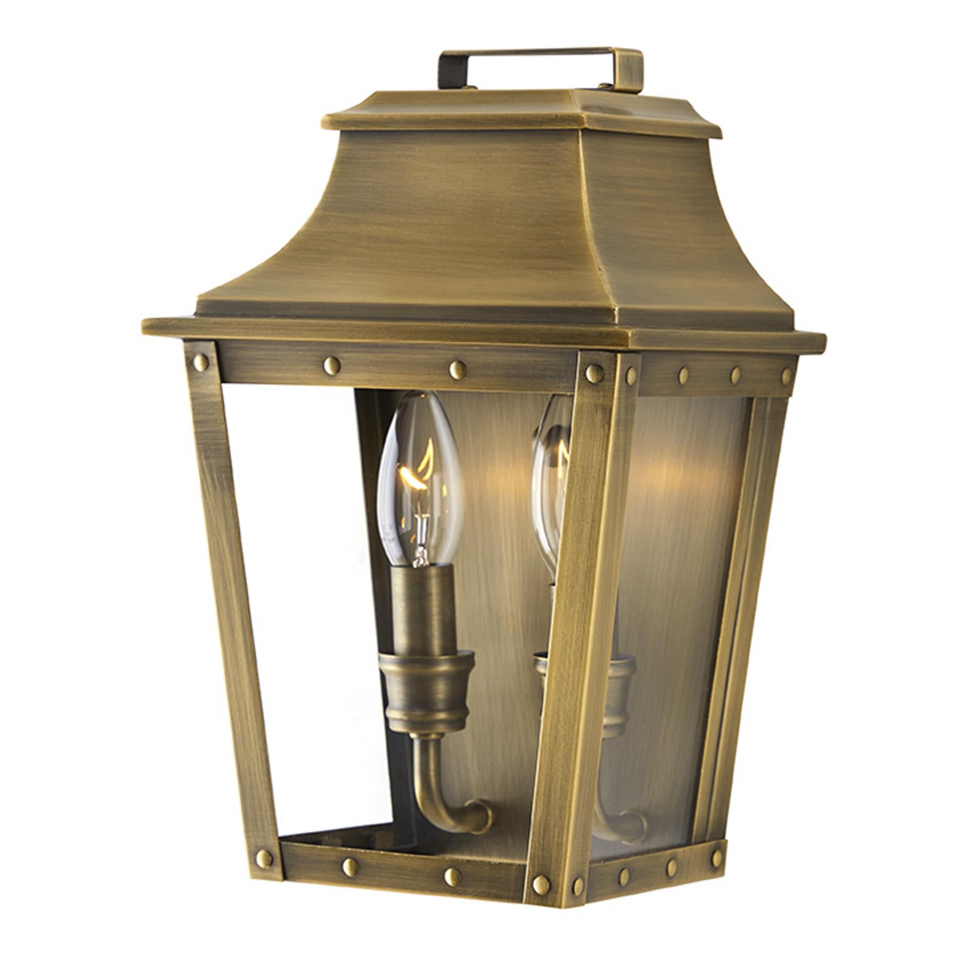 Shown in Aged Brass finish and Clear glass and Clear Beveled Glass Panes shade