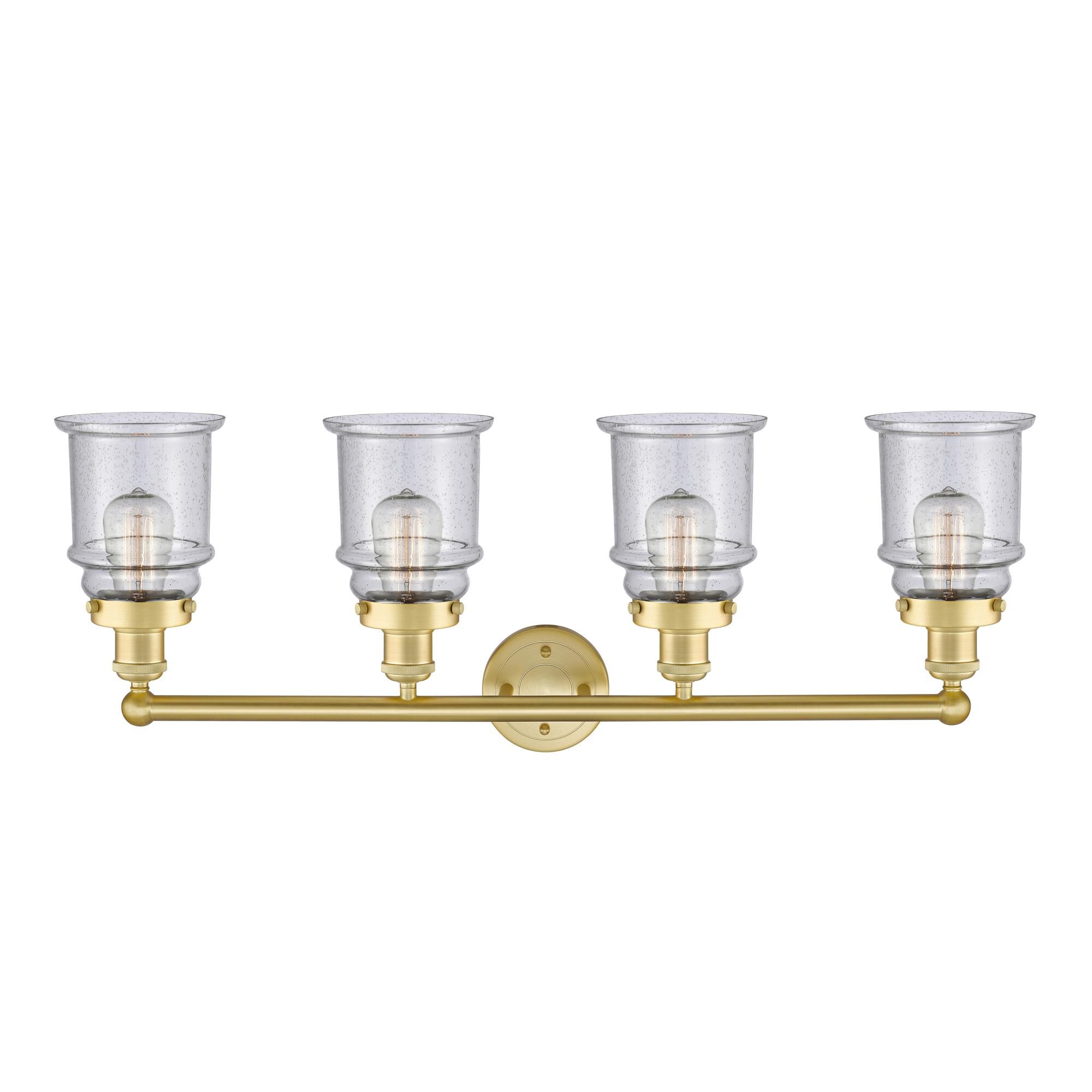 Shown in Satin Gold finish and Seedy glass