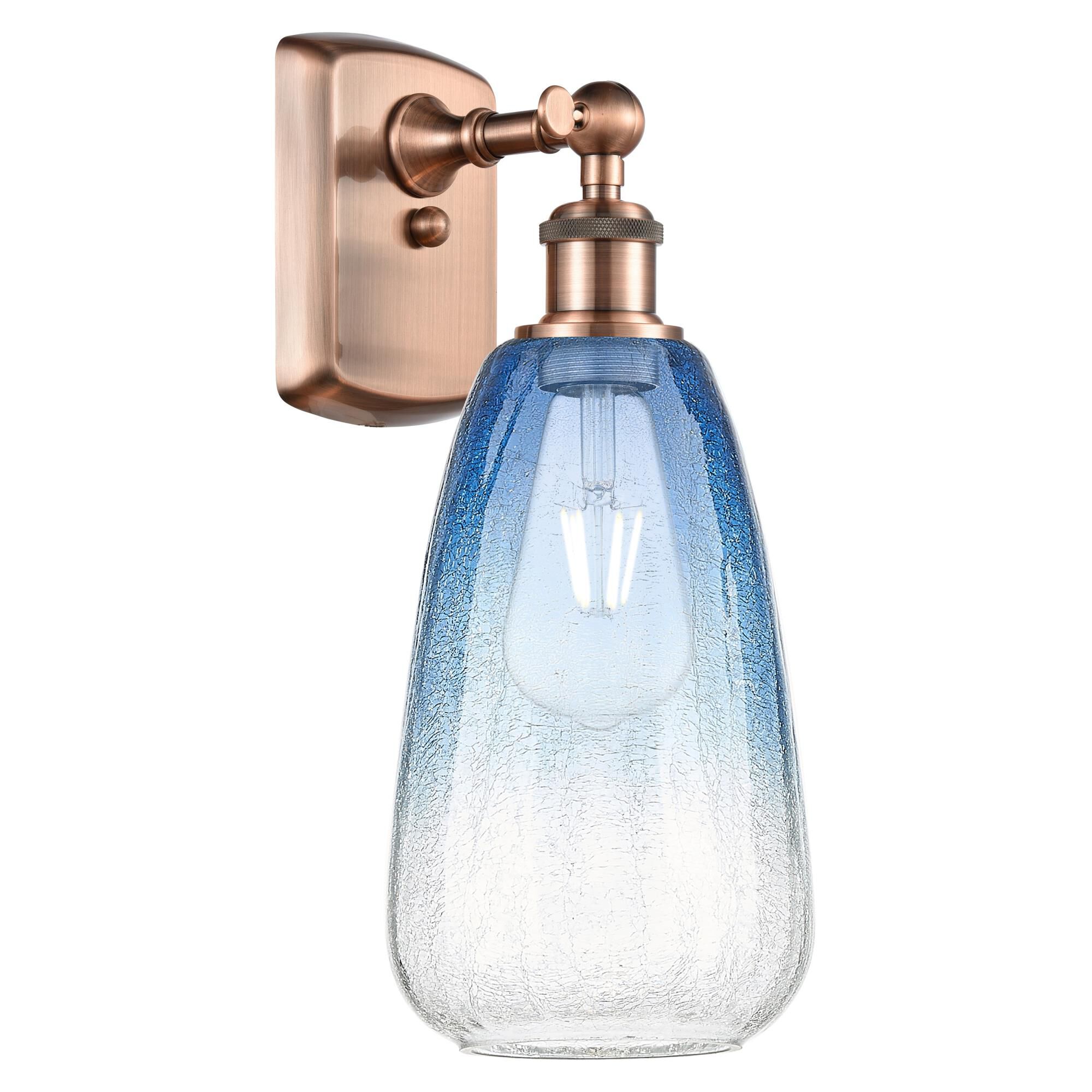 Shown in Antique Copper finish and Sapphire Blue glass