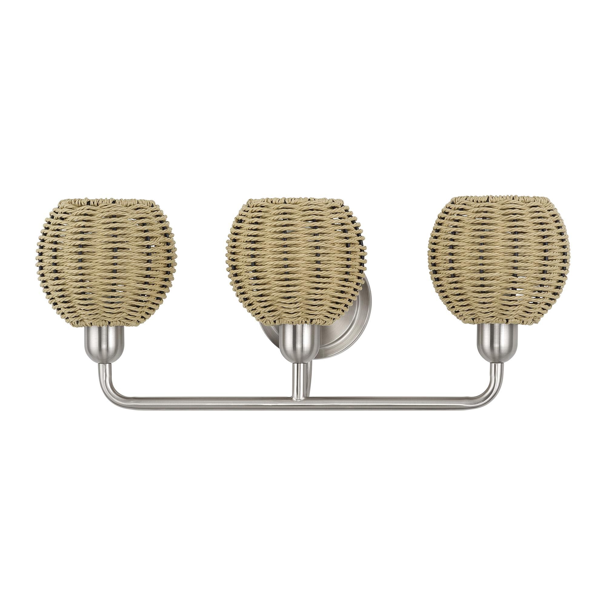 Shown in Brushed Nickel finish and Hand-Woven French Beige Paper Rope shade