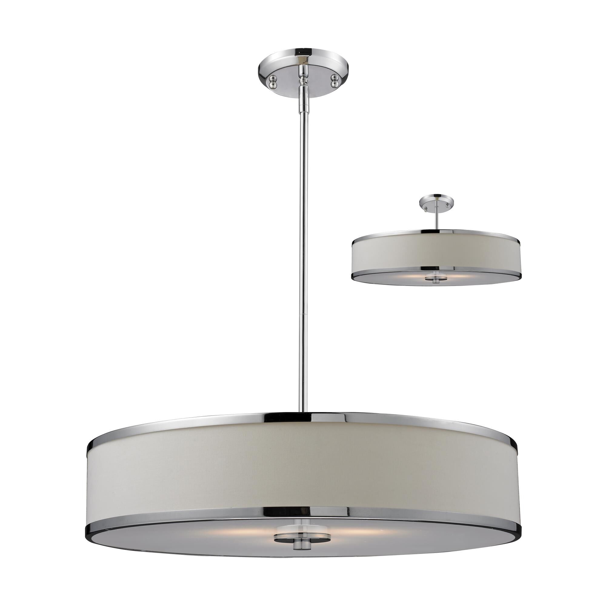 Shown in Chrome finish and Fabric glass and Fabric shade