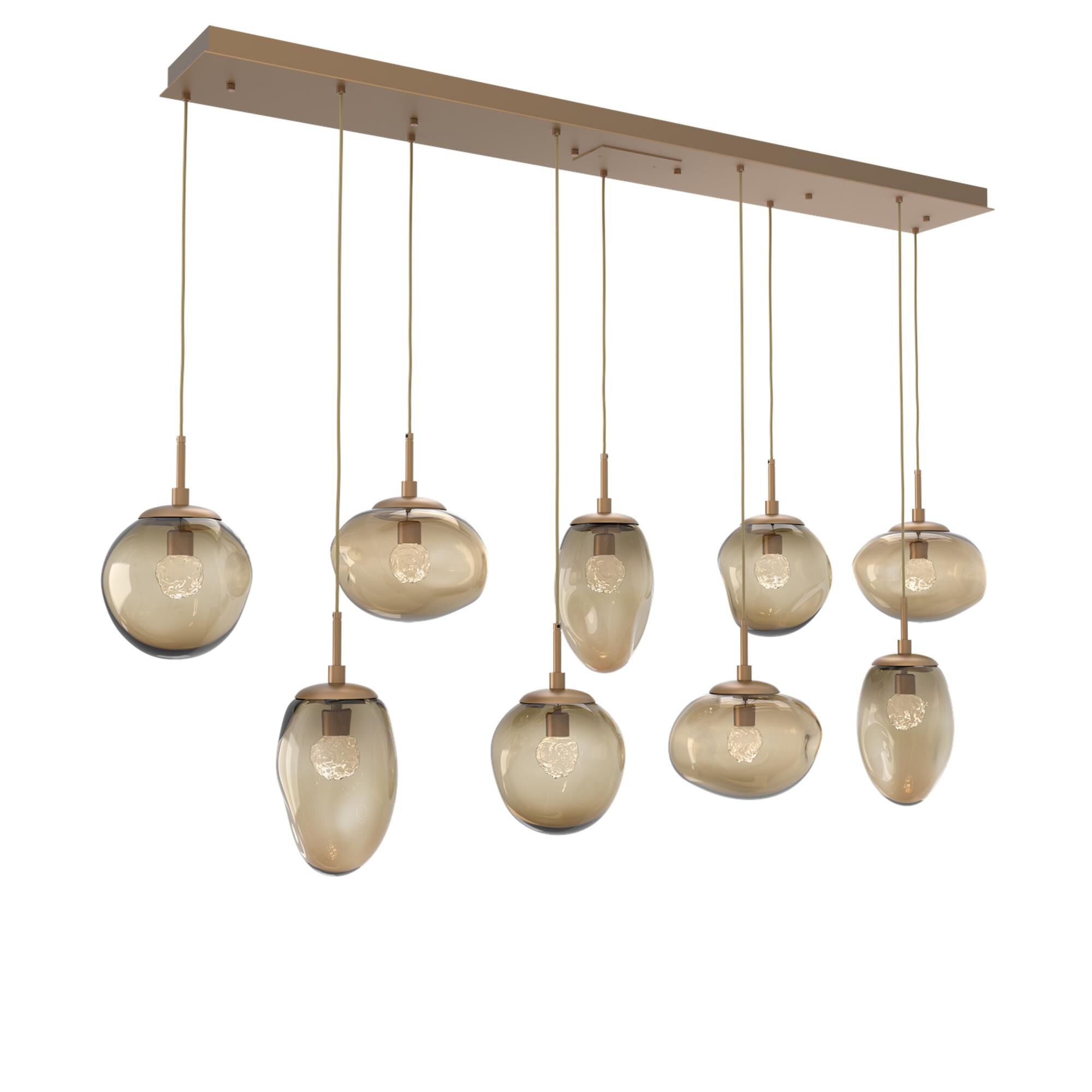 Shown in Novel Brass finish and Floret Inner And Bronze Outer glass
