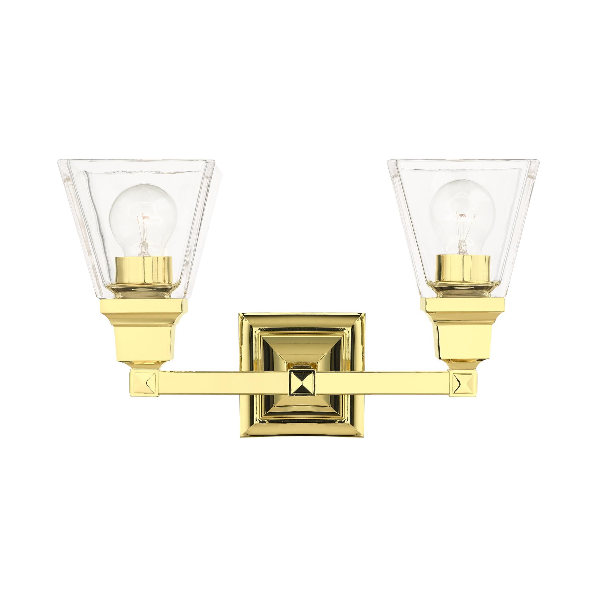 Shown in Polished Brass finish and Clear glass and Clear Glass shade