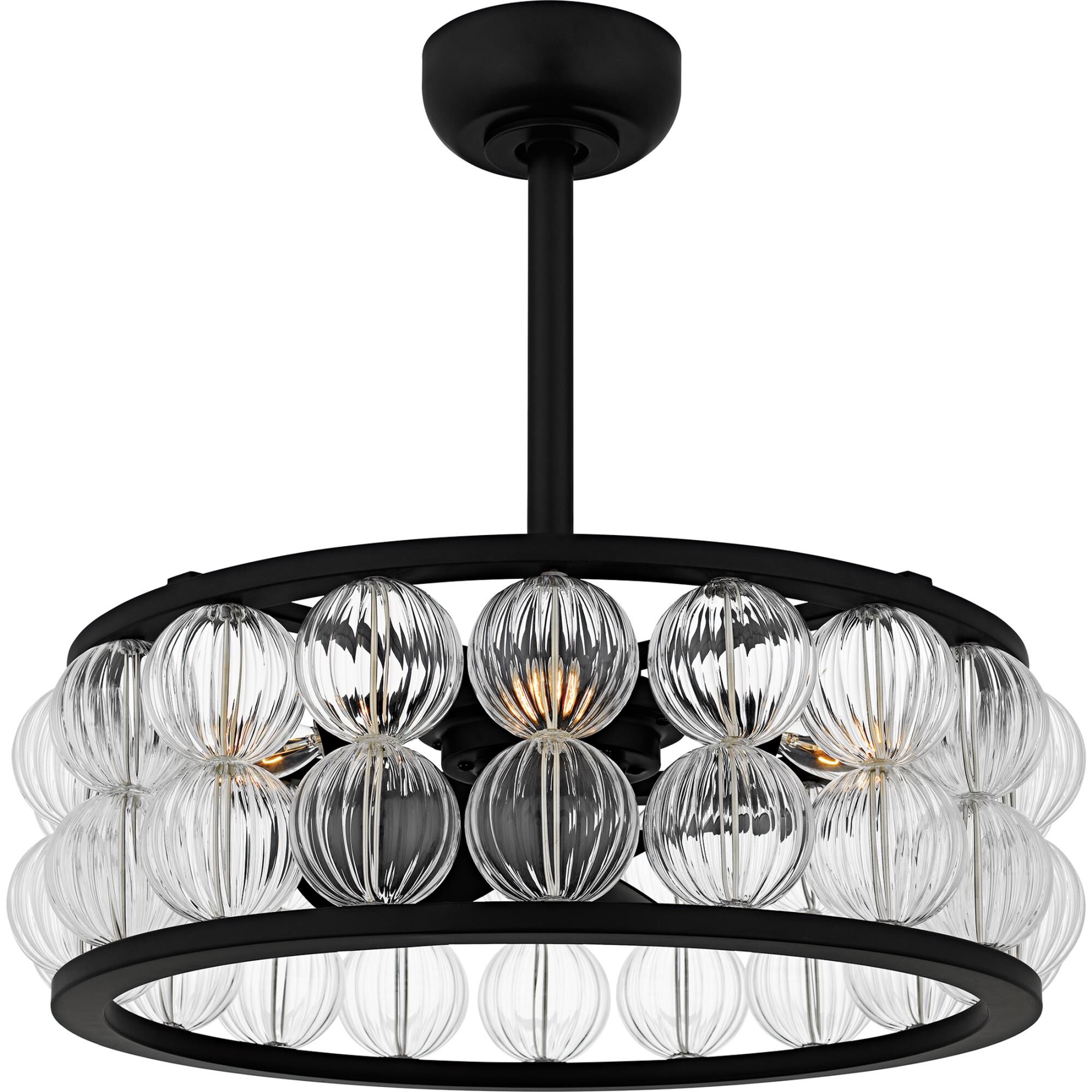 Shown in Matte Black finish and Clear Ribbed Glass shade
