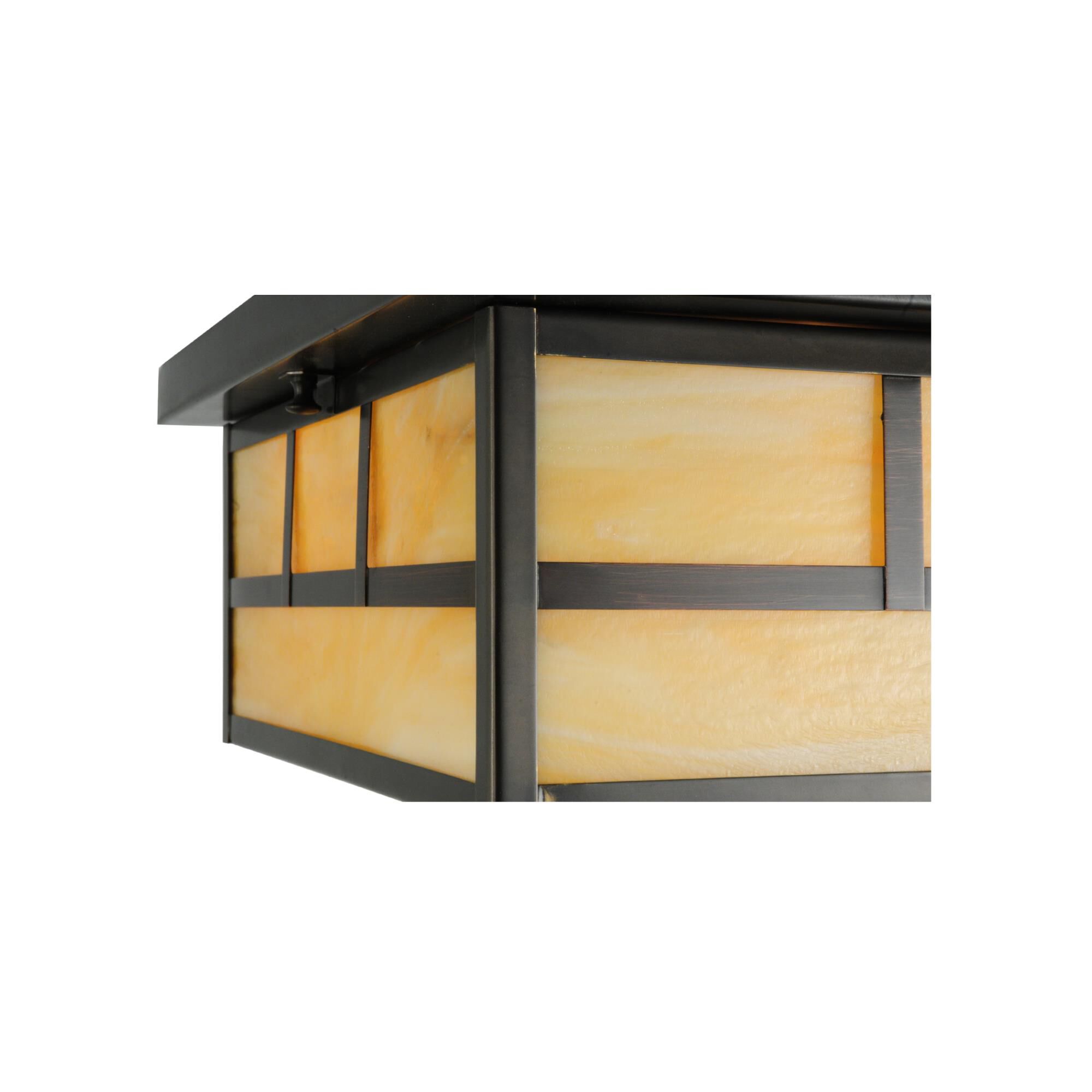 Shown in Craftsman Brown Finish finish and Beige glass