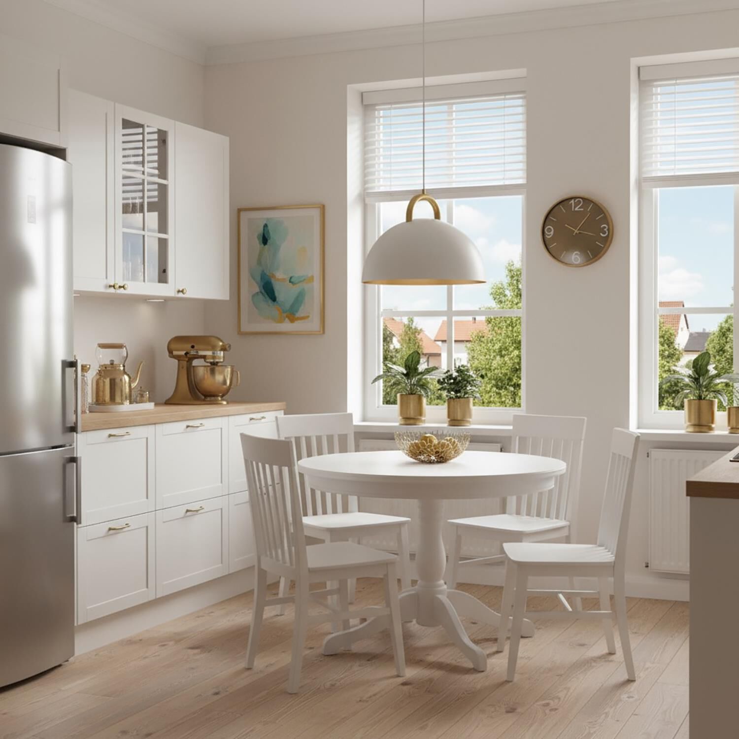 Shown in Gold and White finish and Gold shade