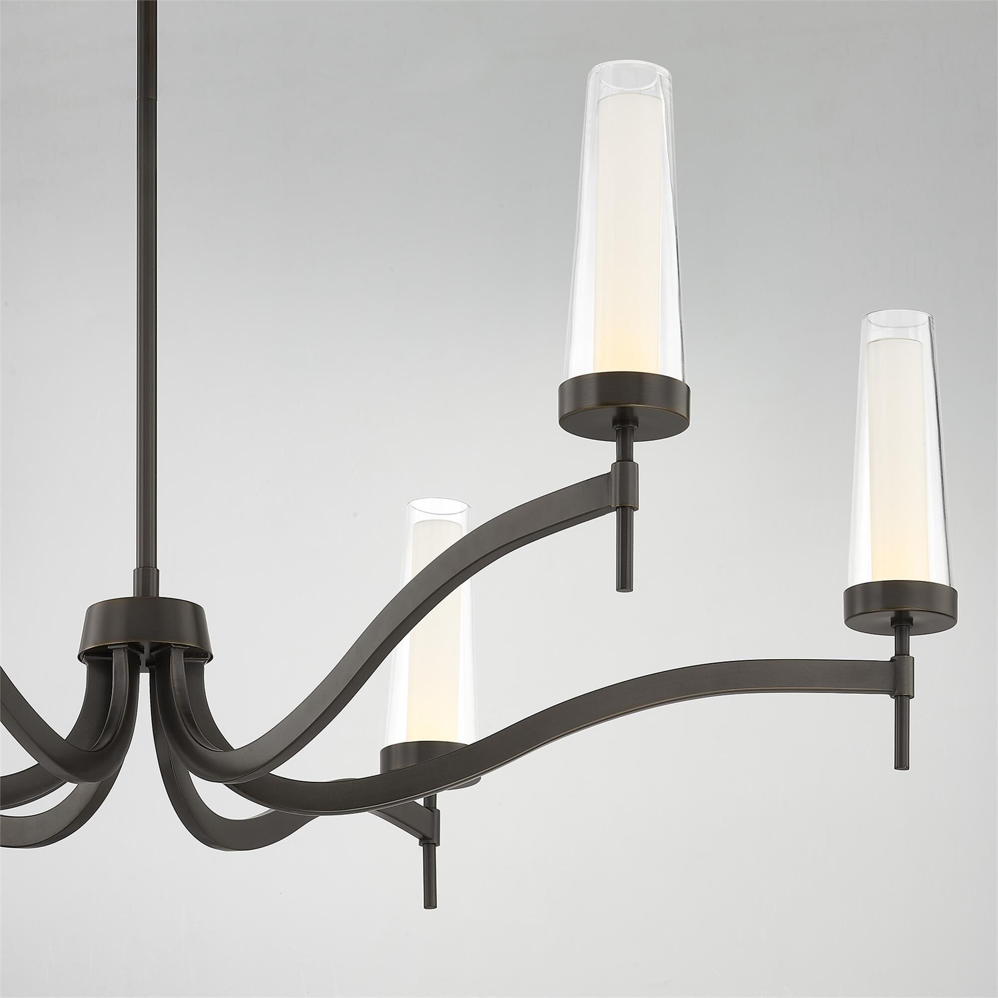 Shown in Mediterranean Bronze finish and Clear/Opal glass