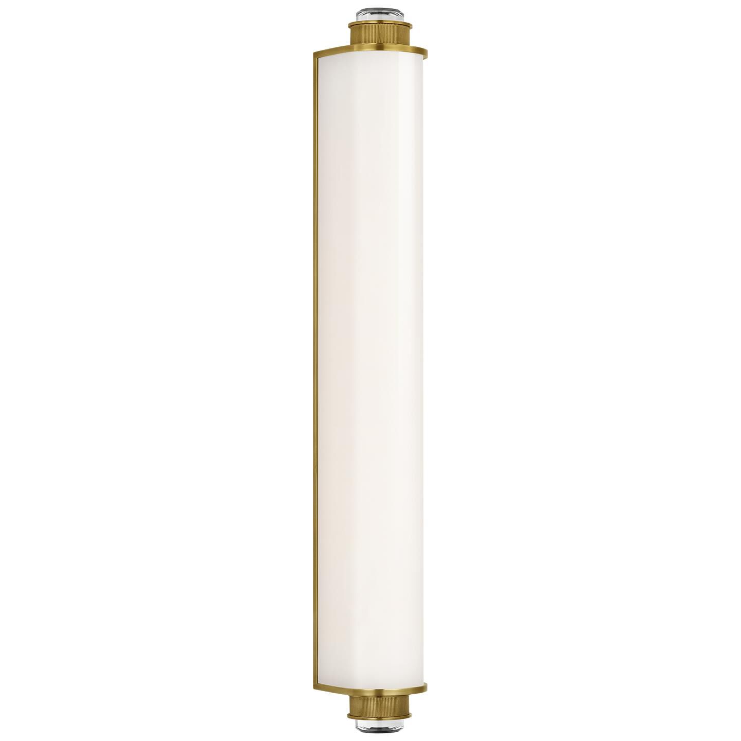 Shown in Soft Brass finish and White glass
