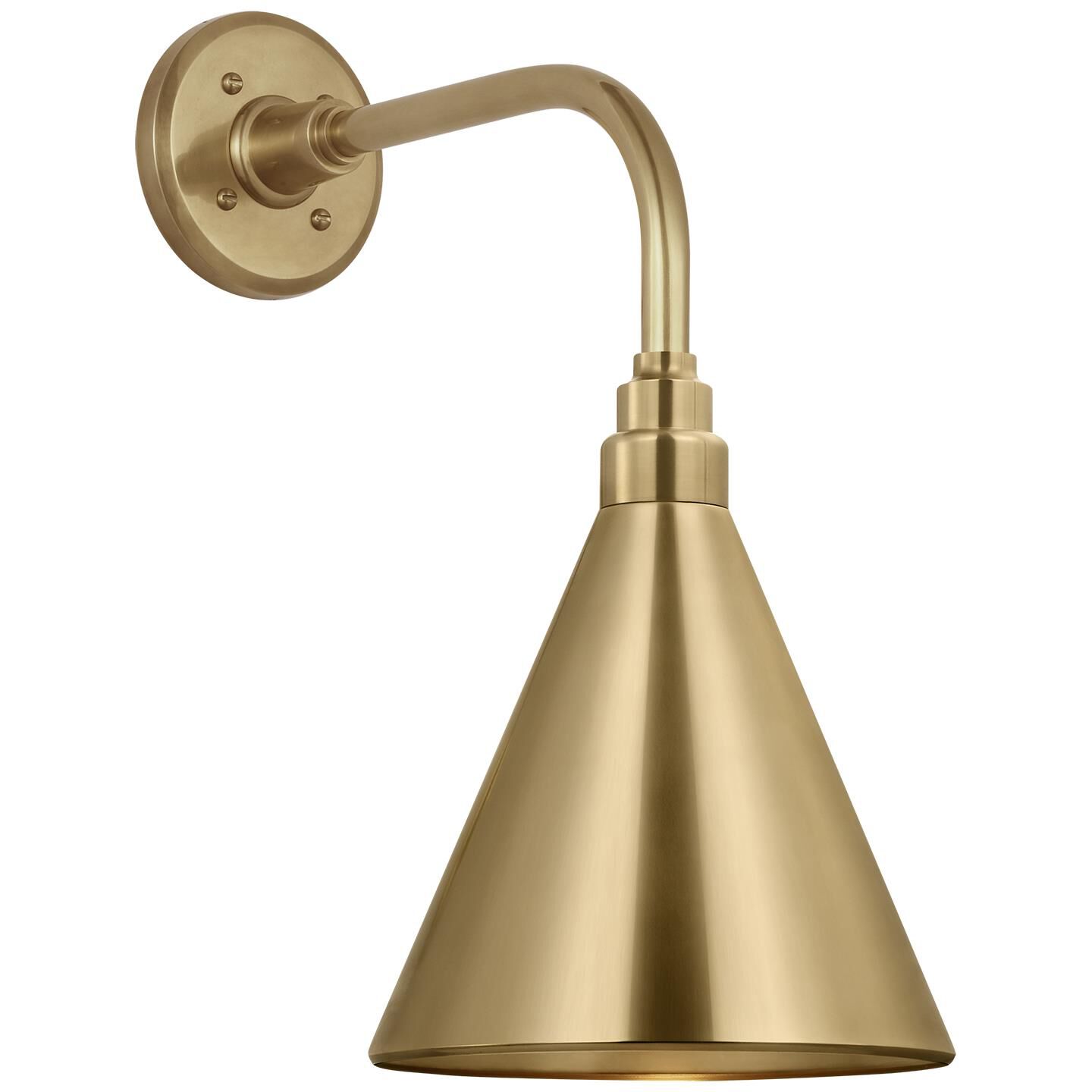 Shown in Hand-Rubbed Antique Brass finish and Hand-Rubbed Antique Brass Conical Savannah shade