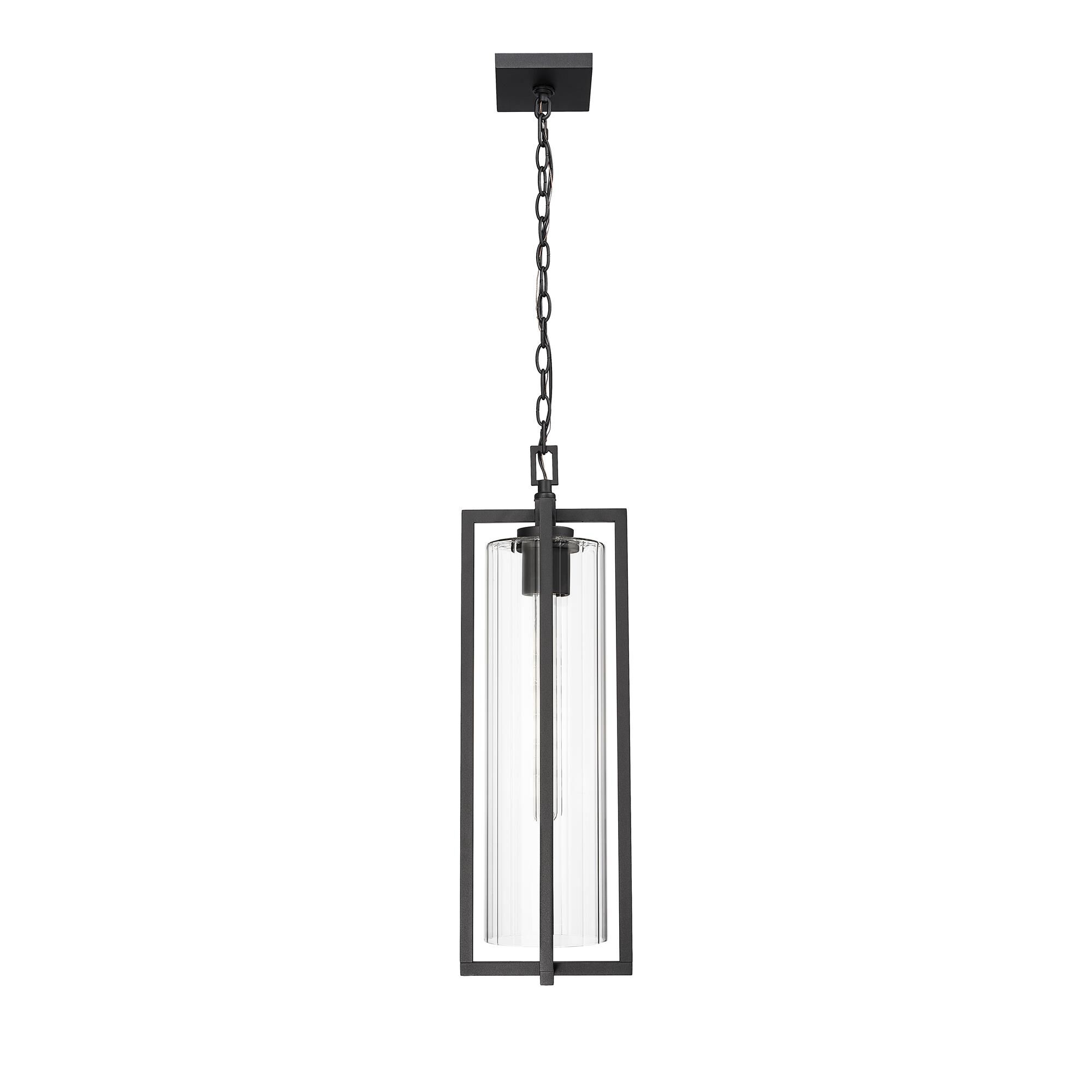 Shown in Black finish and Clear Ribbed glass and Clear Ribbed shade