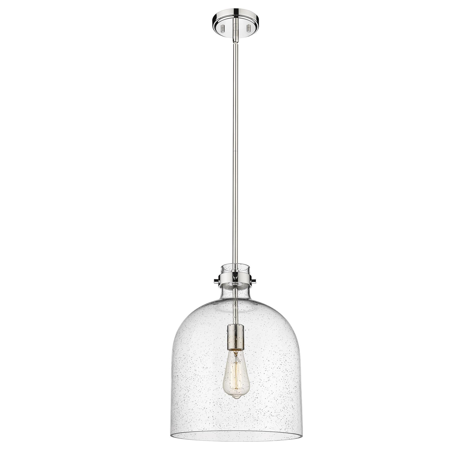 Shown in Polished Nickel finish and Glass shade