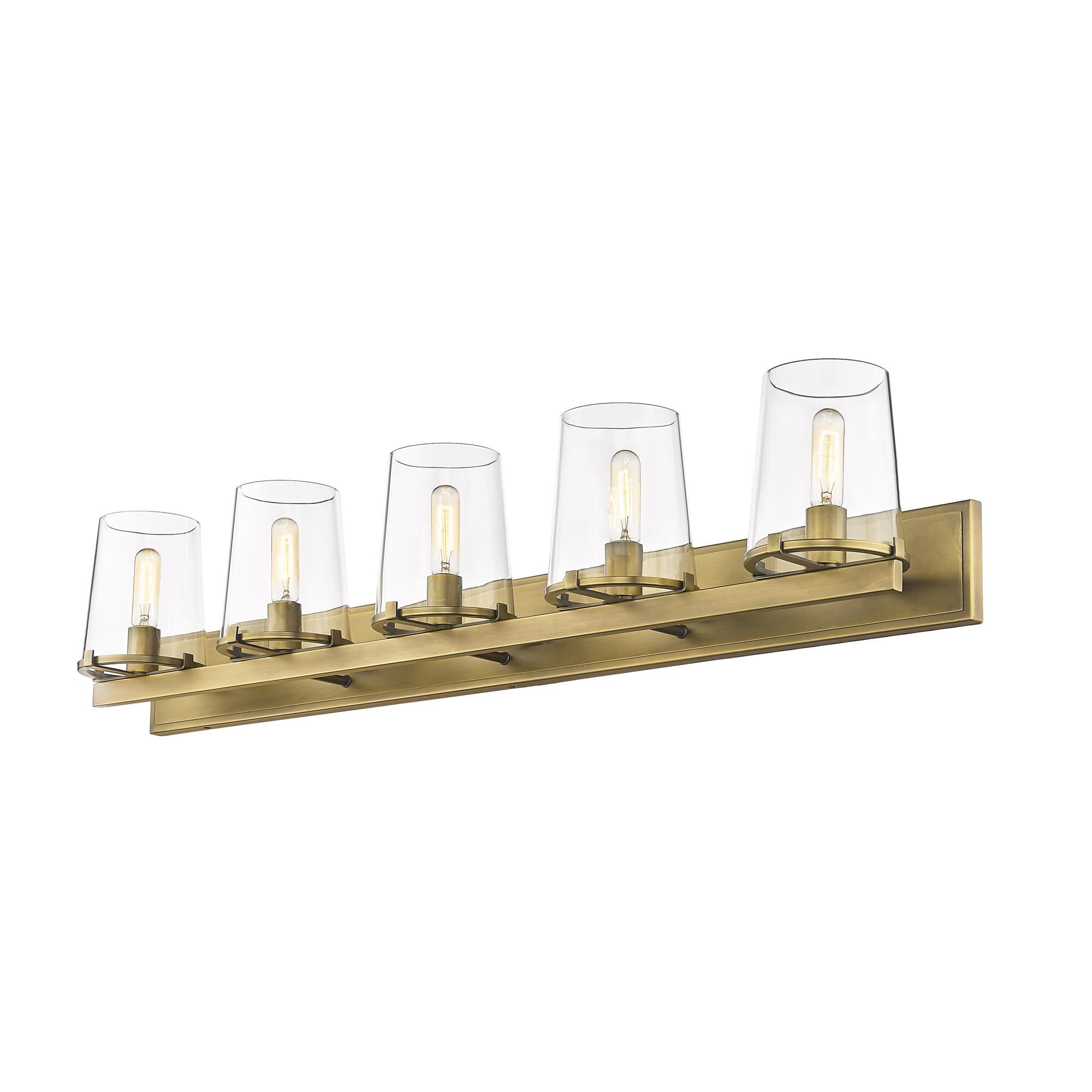 Shown in Rubbed Brass finish and Glass shade