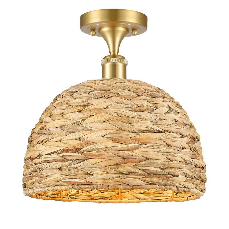 Bruno Marashlian Woven Rattan 12 Inch Semi Flush Mount by Innovations Lighting