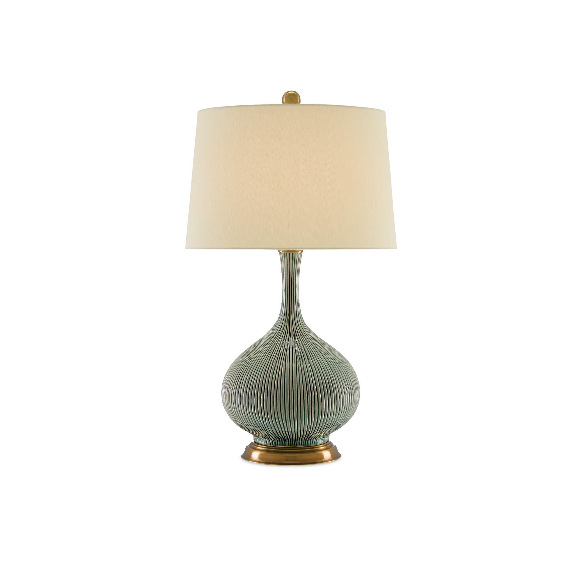 Shown in Grass Green/Antique Brass finish and Included shade