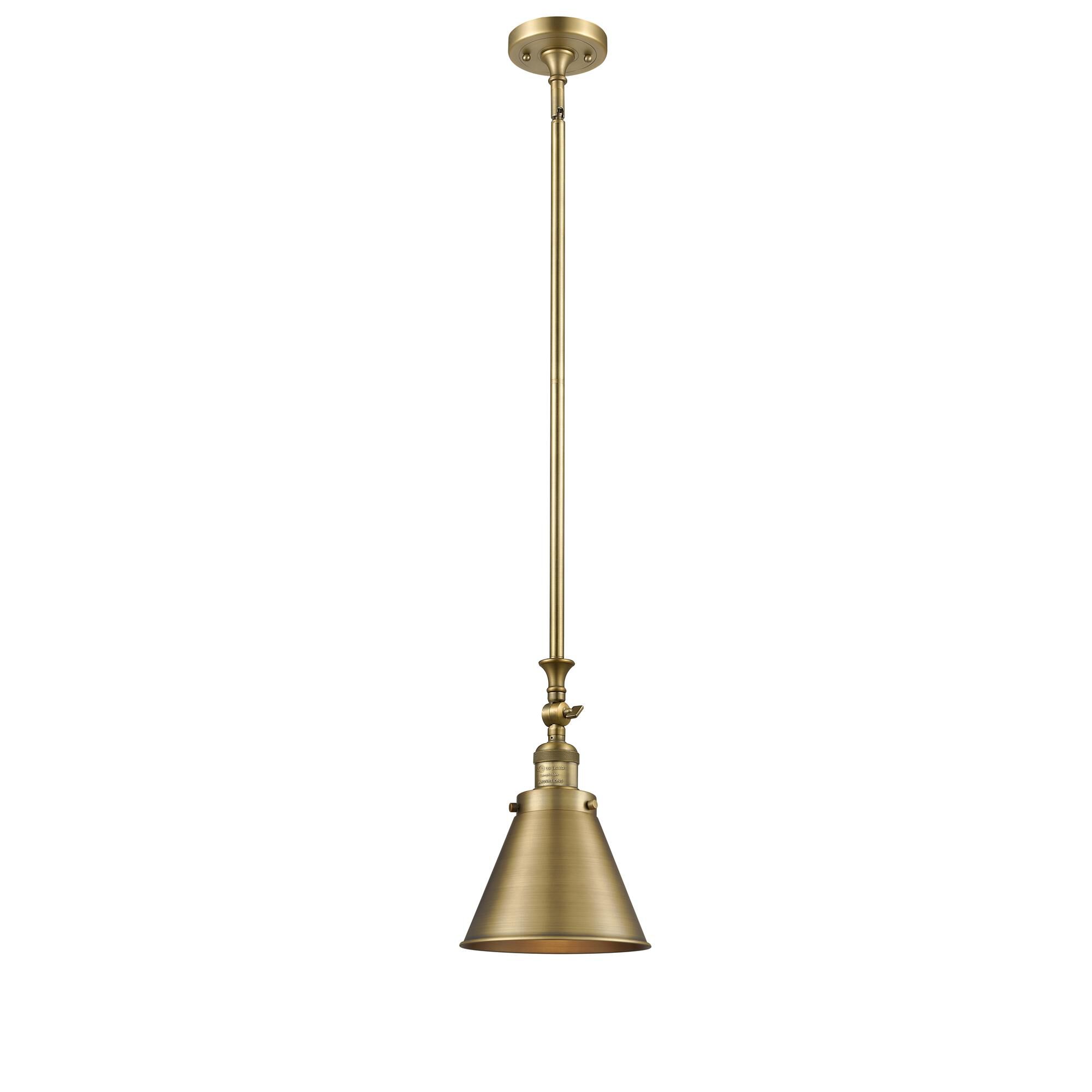 Shown in Brushed Brass finish and Metal - Brushed Brass - Cone shade