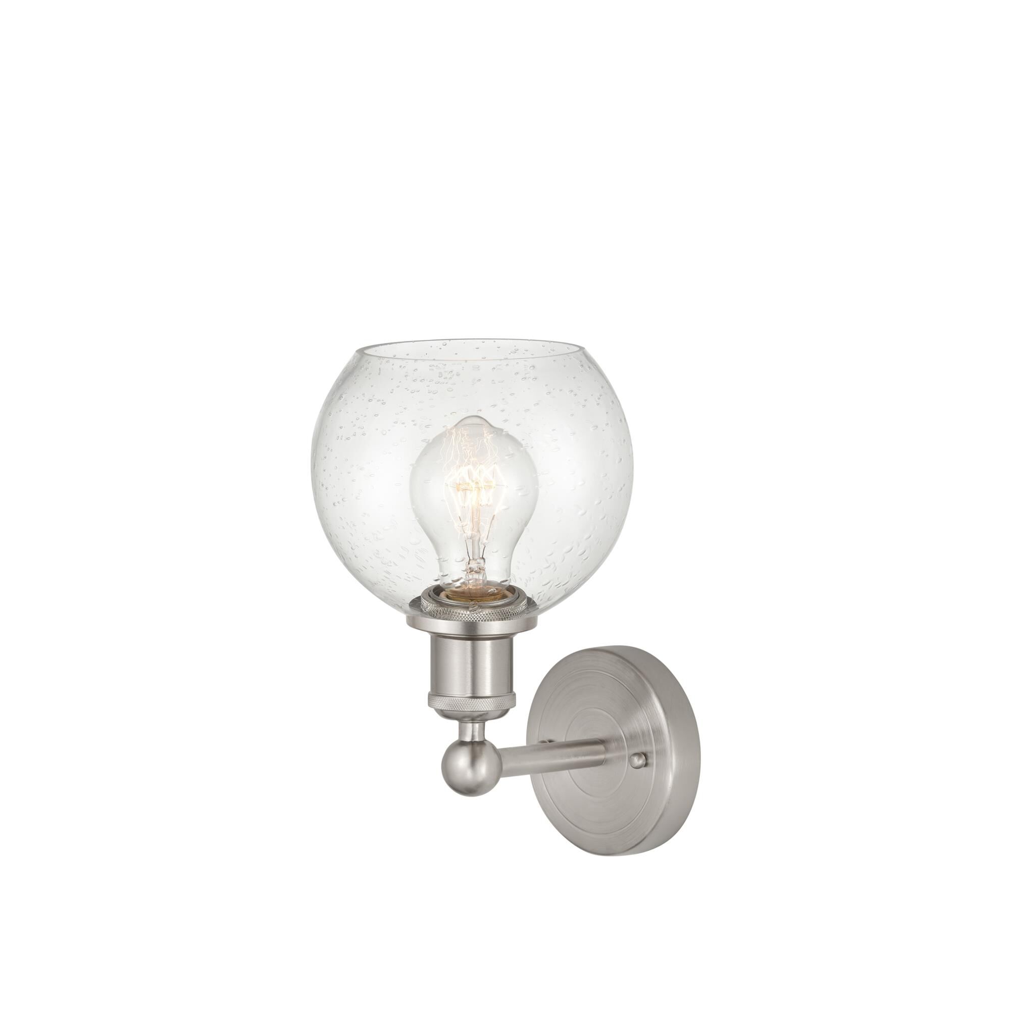 Shown in Brushed Satin Nickel  finish and Seedy glass