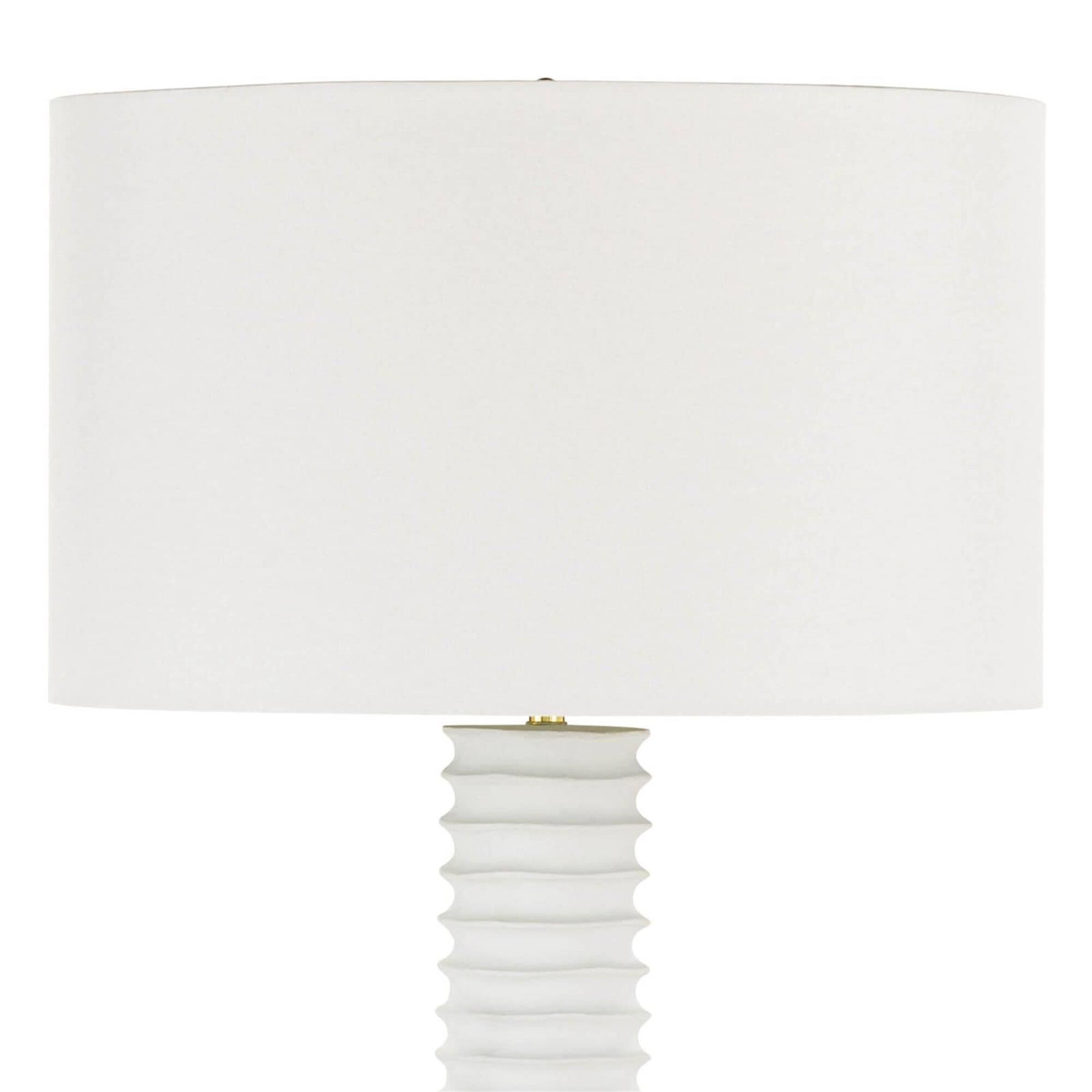 Shown in White finish and Linen shade