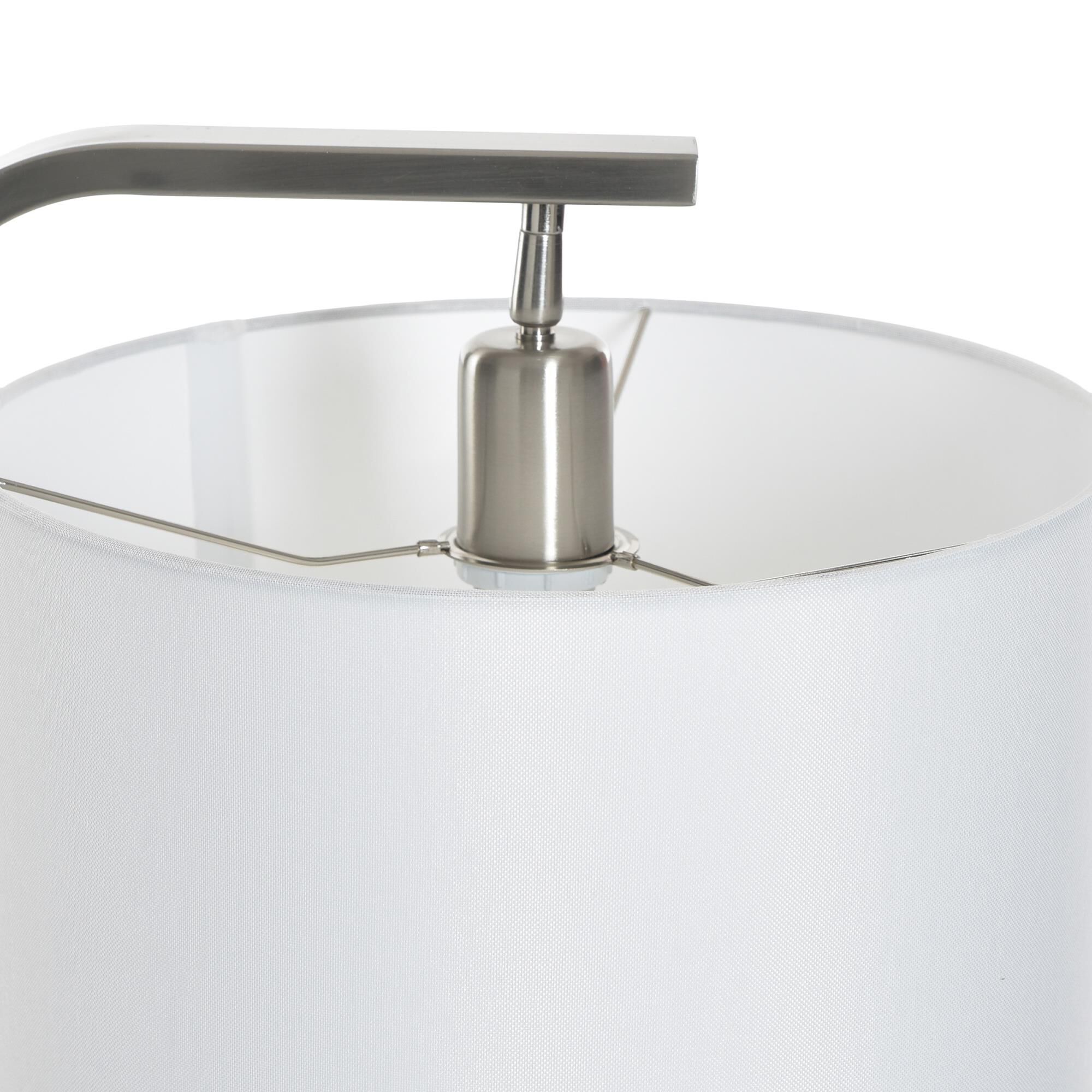 Shown in Brushed Nickel, Clear, White finish