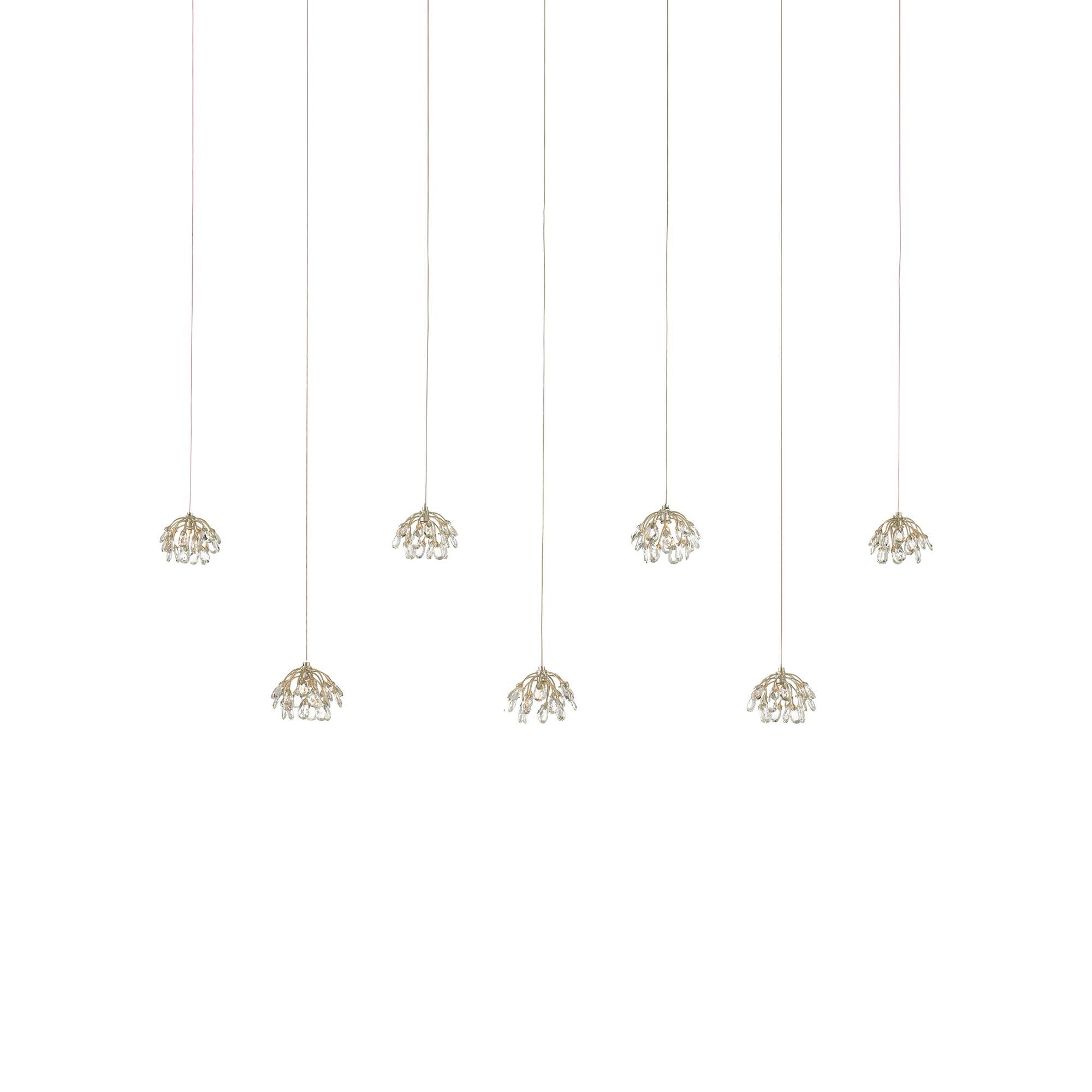 Shown in Crystal, Contemporary Silver, Silver finish and Crystal/Contemparary Silver/Wrought Iron shade
