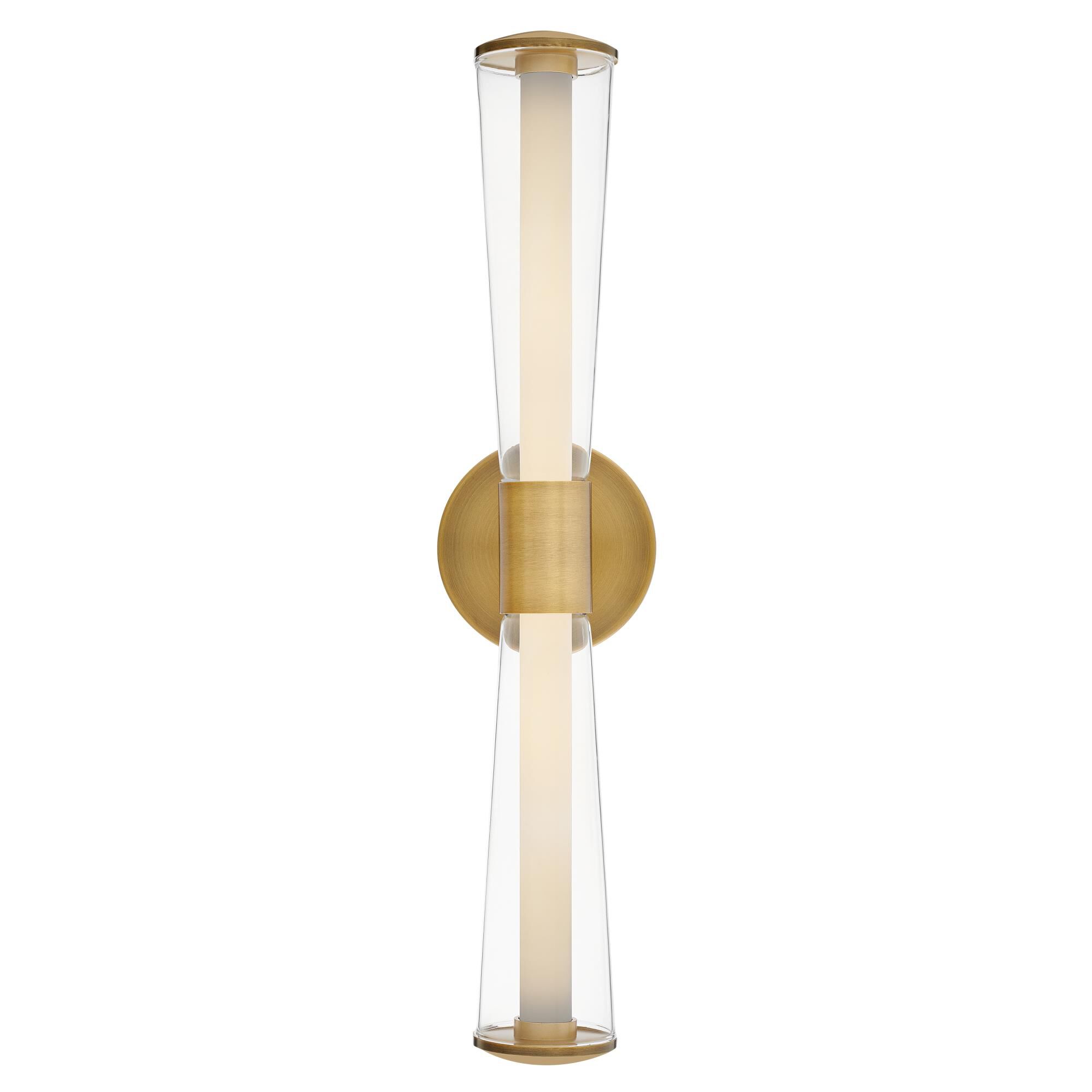 Shown in Lacquered Brass finish and Clear glass