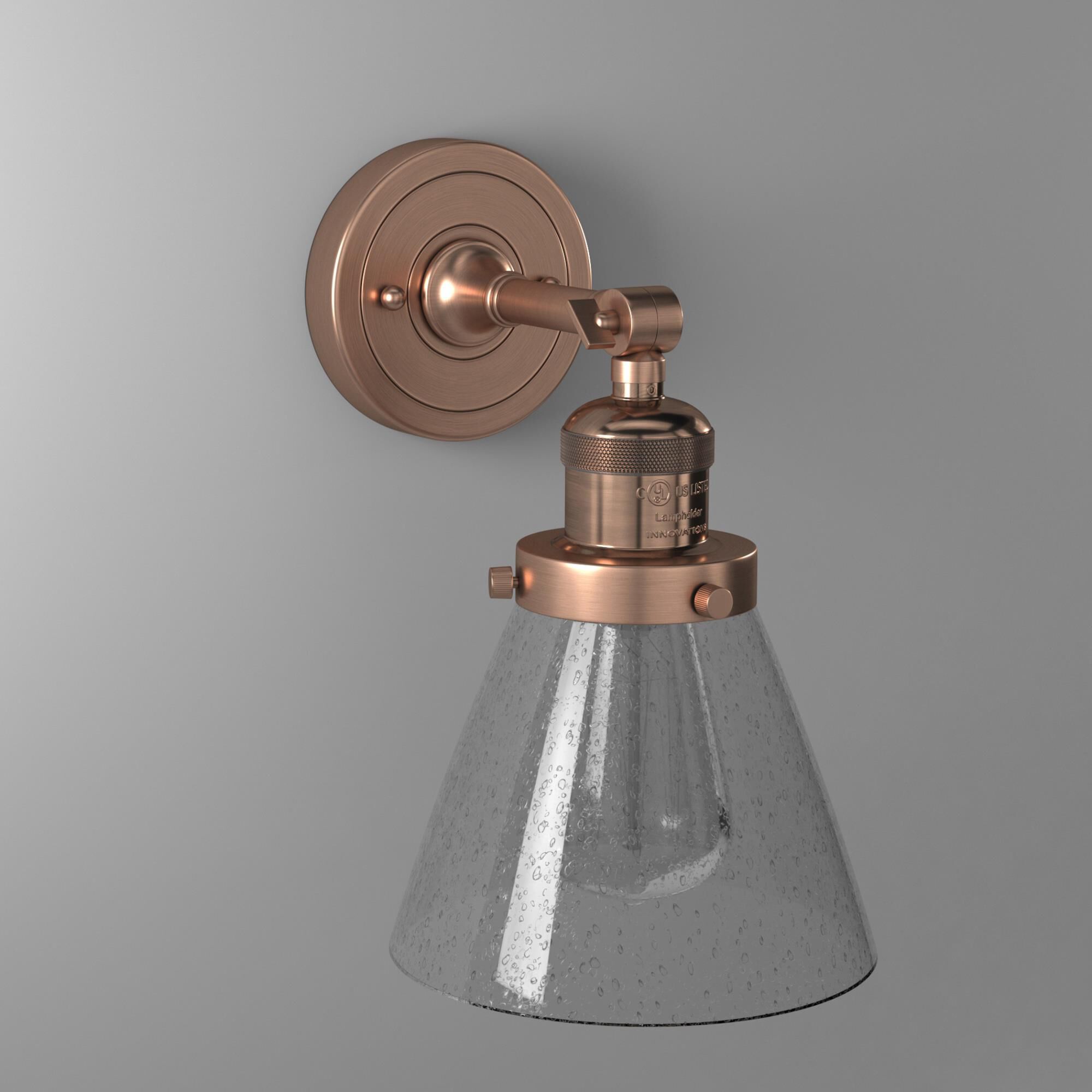 Shown in Antique Copper finish and Seedy glass