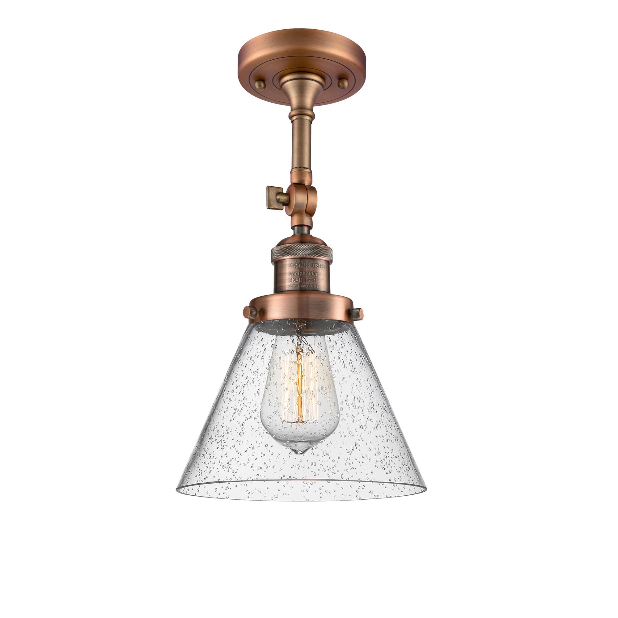 Shown in Antique Copper finish and Seedy glass