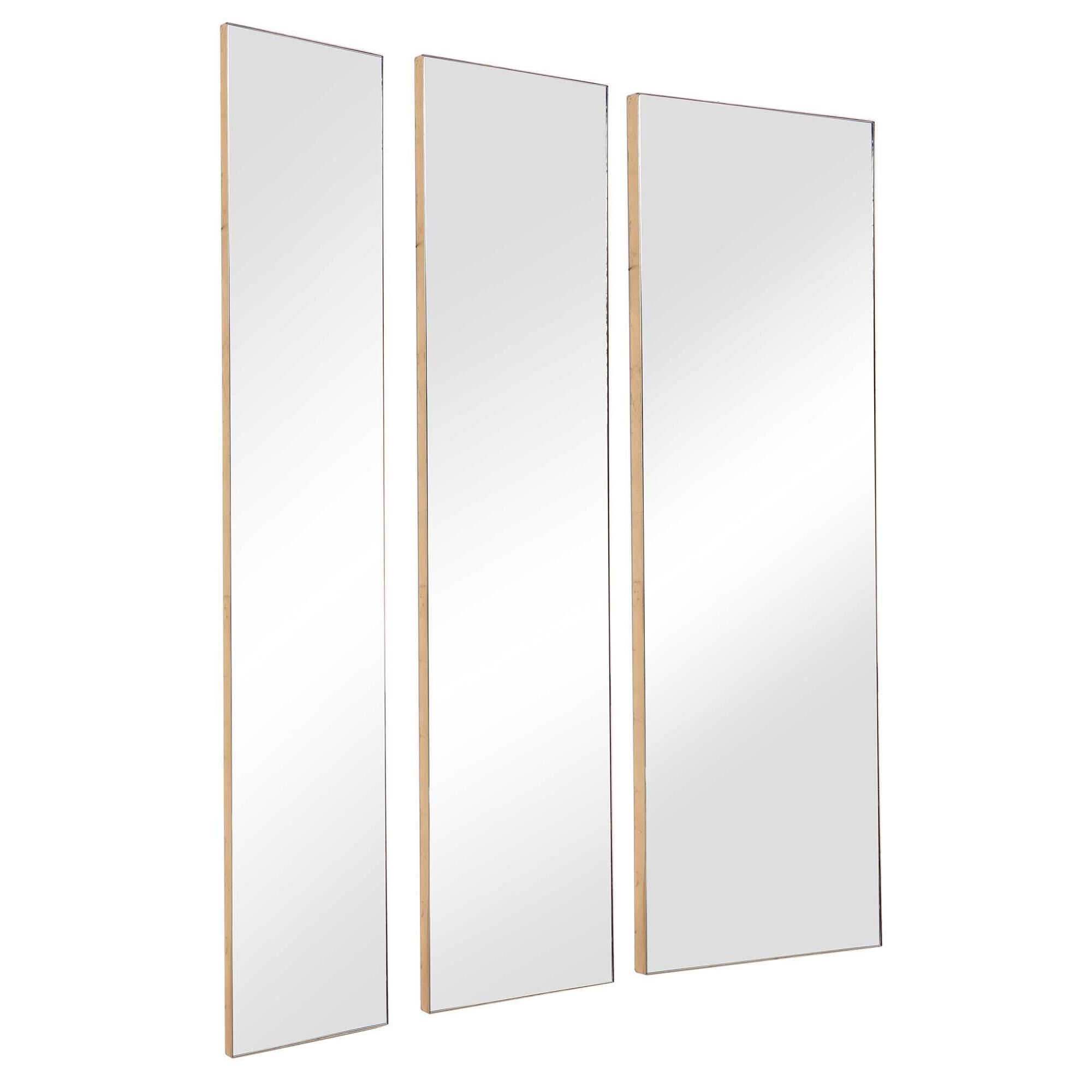Shown in This Set Of Three Mirrors Showcase Simple, Clean Lines With Gold Leaf Finished Metal Profile Frames. finish