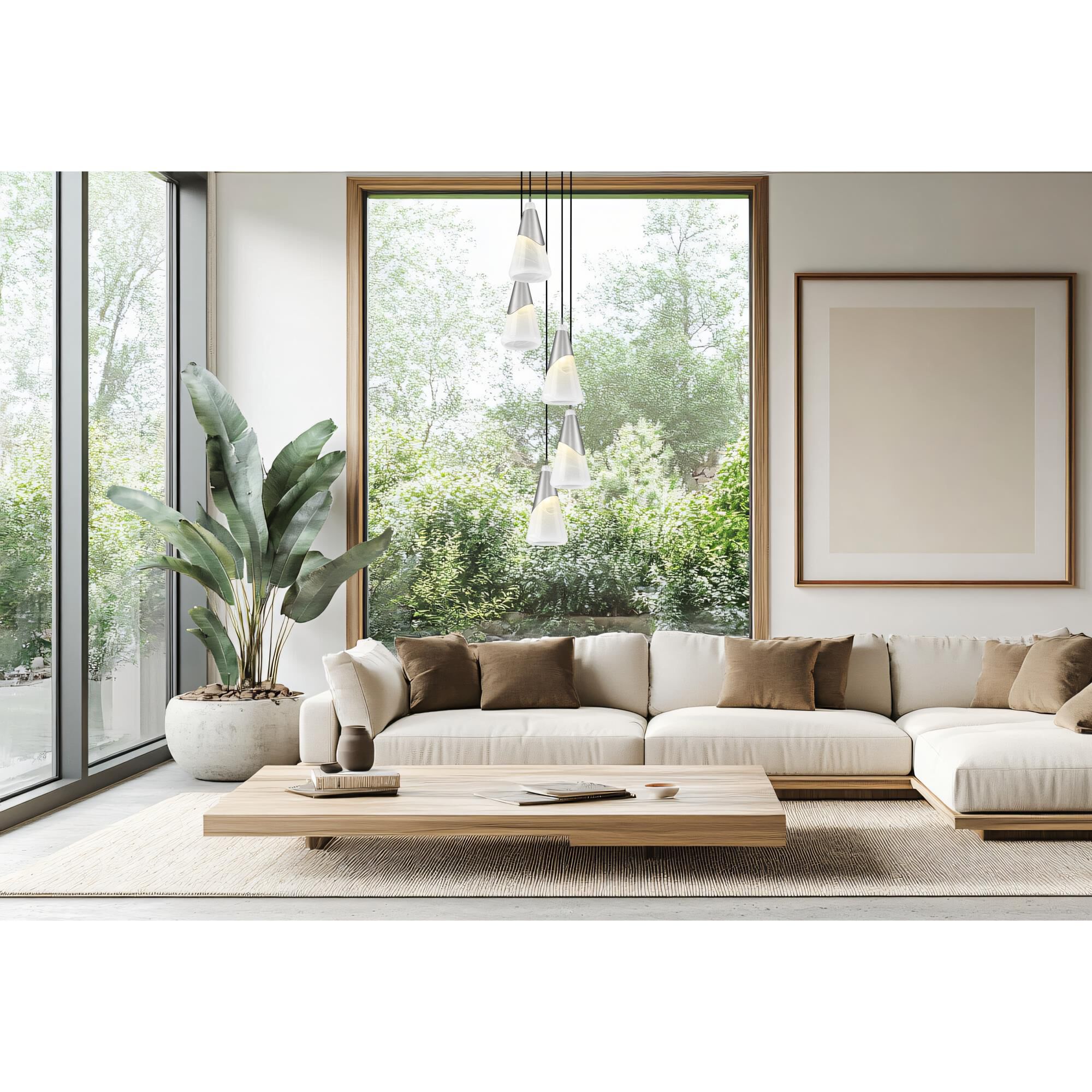 Shown in Brushed Nickel finish and White Swirl glass and White Swirl shade