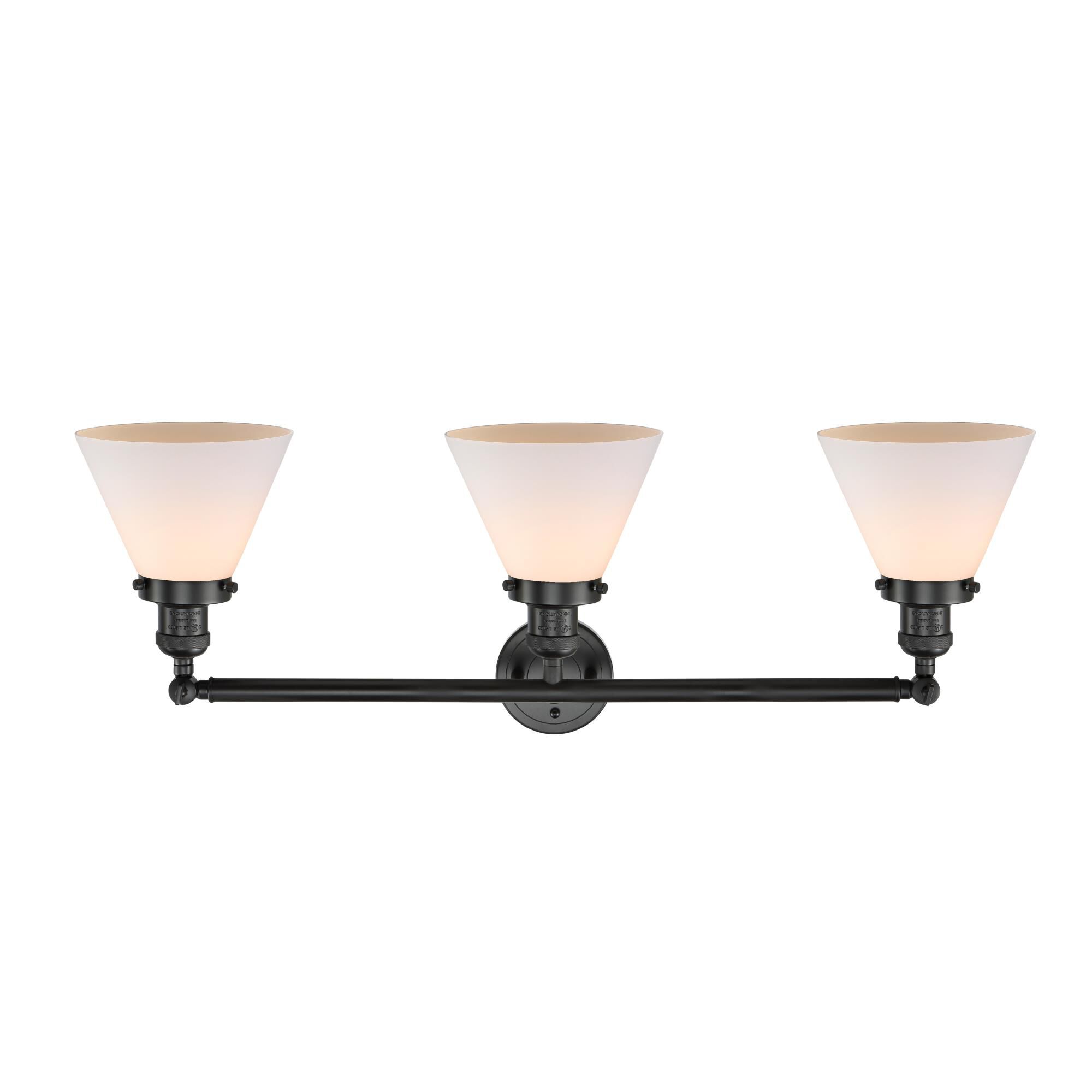 Bruno Marashlian Large Cone 32 Inch 3 Light Bath Vanity Light by Innovations Lighting