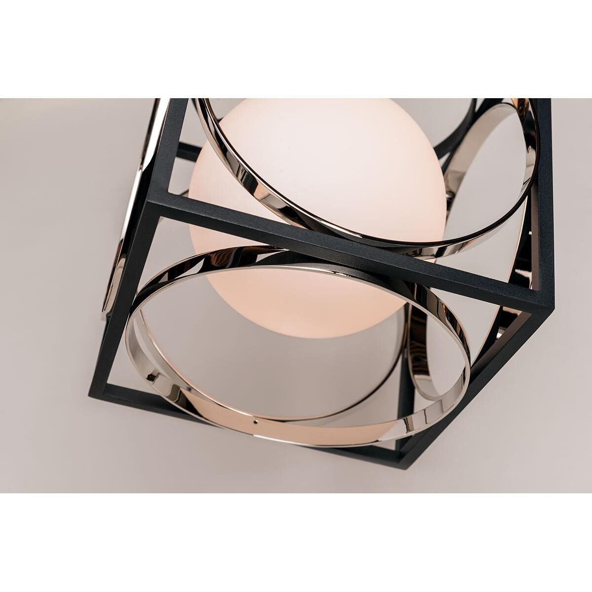 Shown in Polished Nickel-Black finish and Opal glass