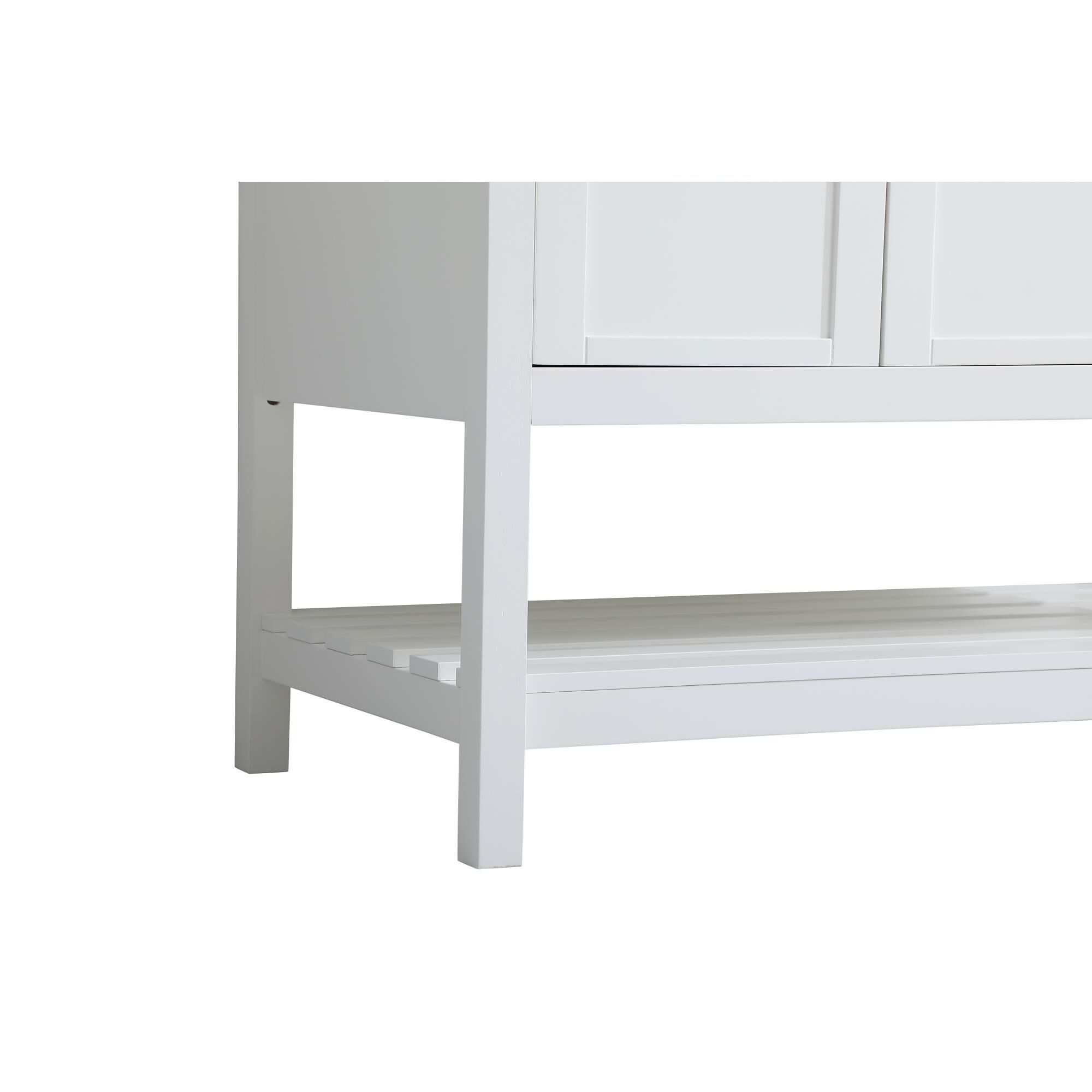 Shown in White And Brushed Nickel With Carrara White Marble finish