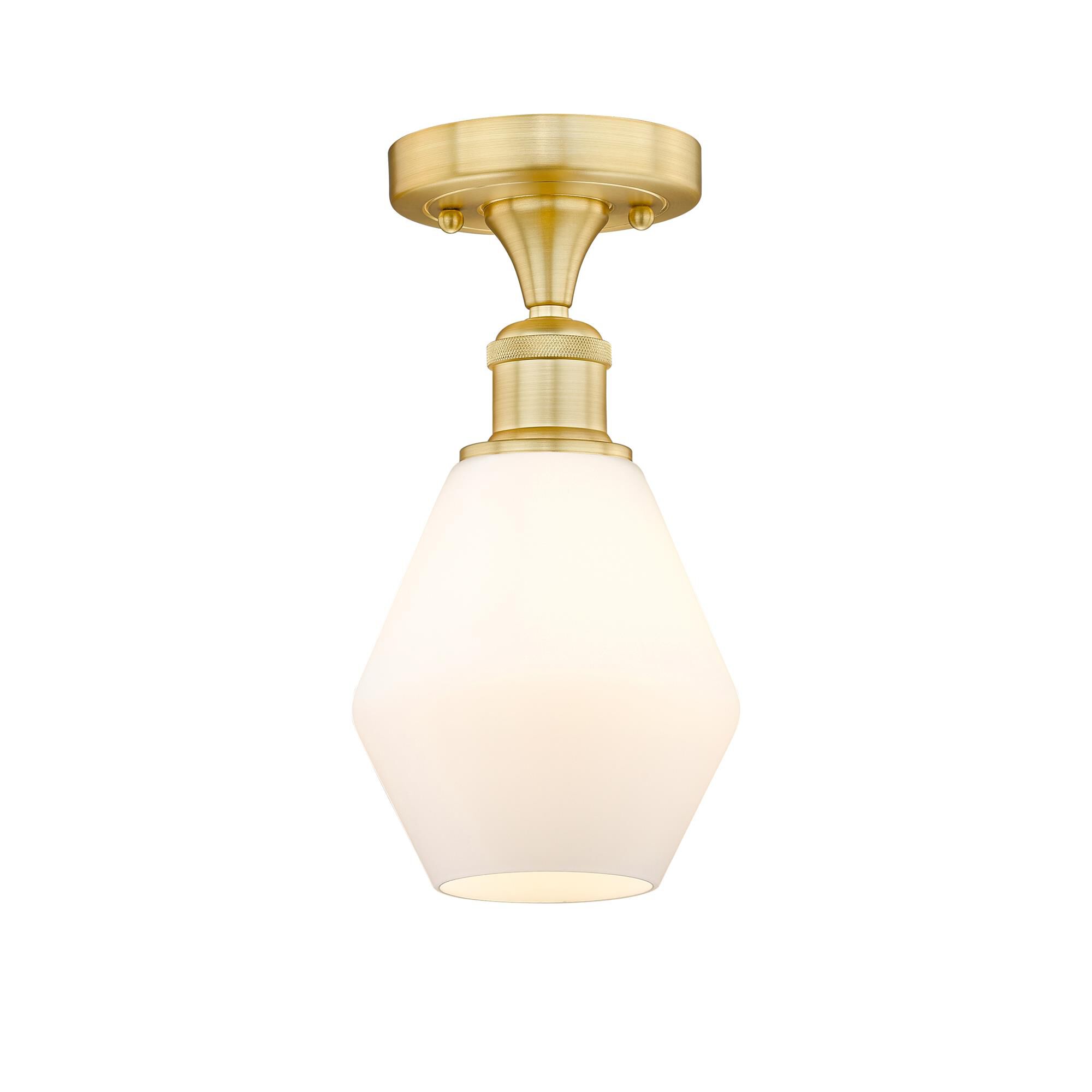 Shown in Satin Gold finish and Cased Matte White glass