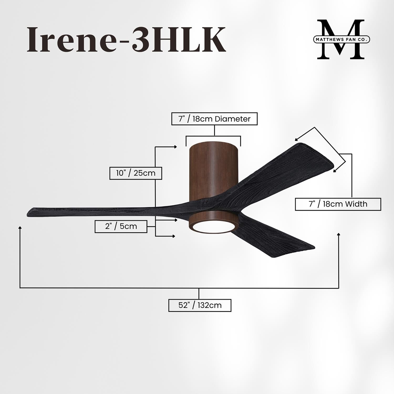 Irene 52 Inch Flush Mount Fan with Light Kit by Matthews Fan Company