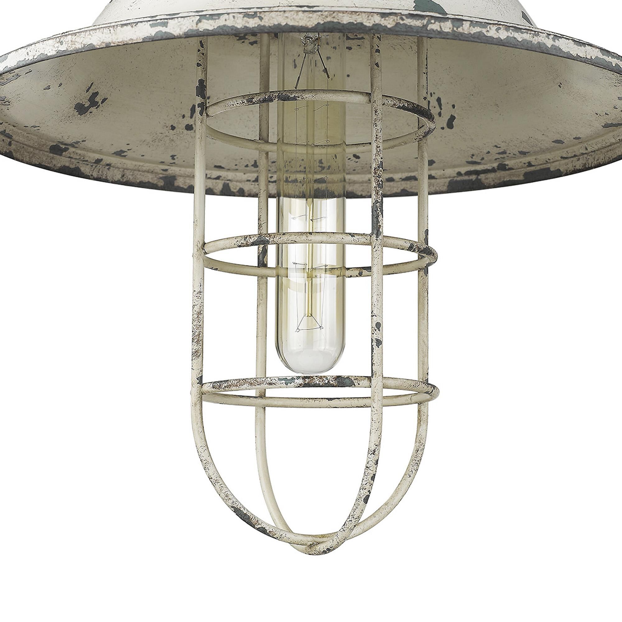 Shown in Aged Ivory finish and Aged Ivory glass and Aged Ivory, Bowl Shaped Metal shade