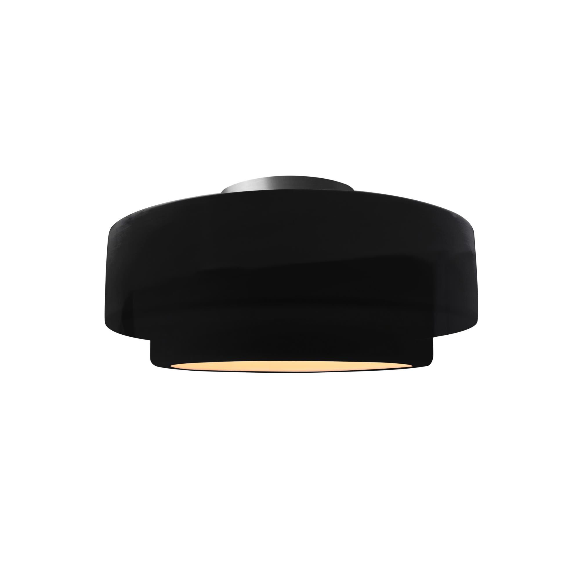 Shown in Brushed Nickel finish and Gloss Black shade