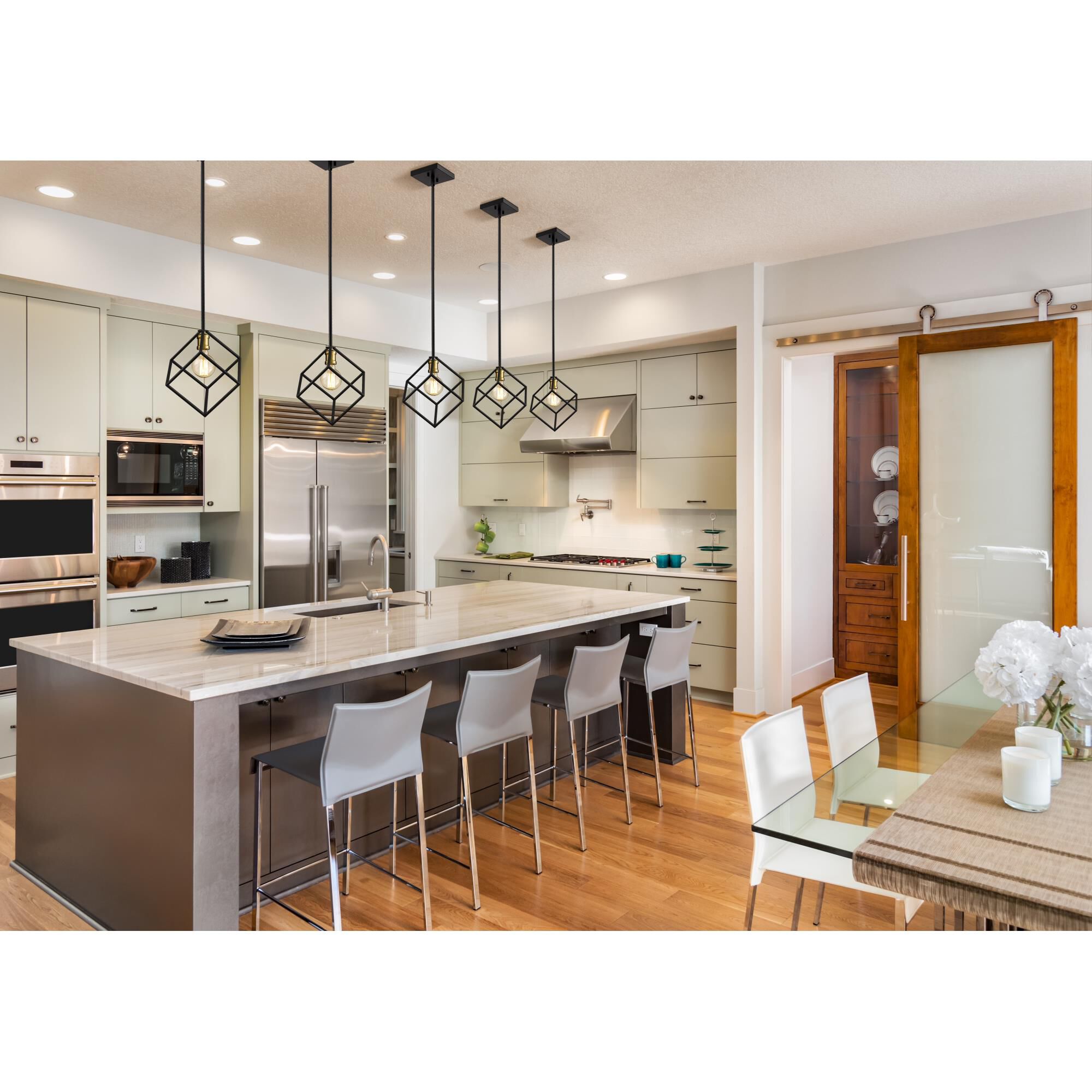 Shown in Matte Black + Brushed Nickel finish and --- glass and --- shade