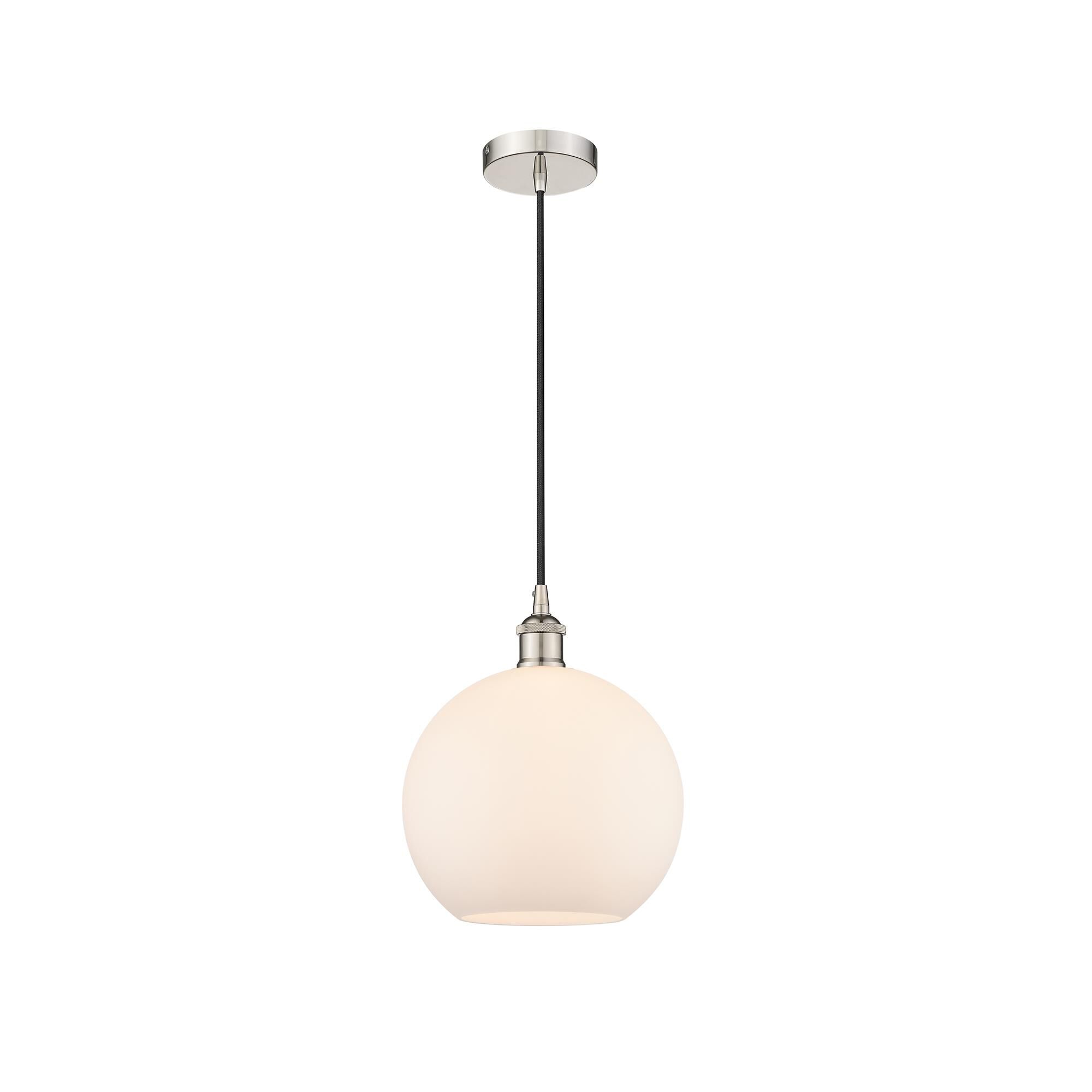 Shown in Polished Nickel finish and Cased Matte White Large Athens glass