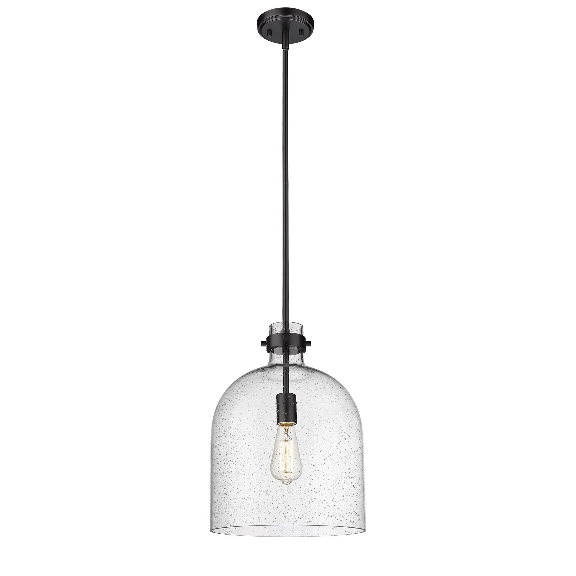 Shown in Matte Black finish and Glass shade