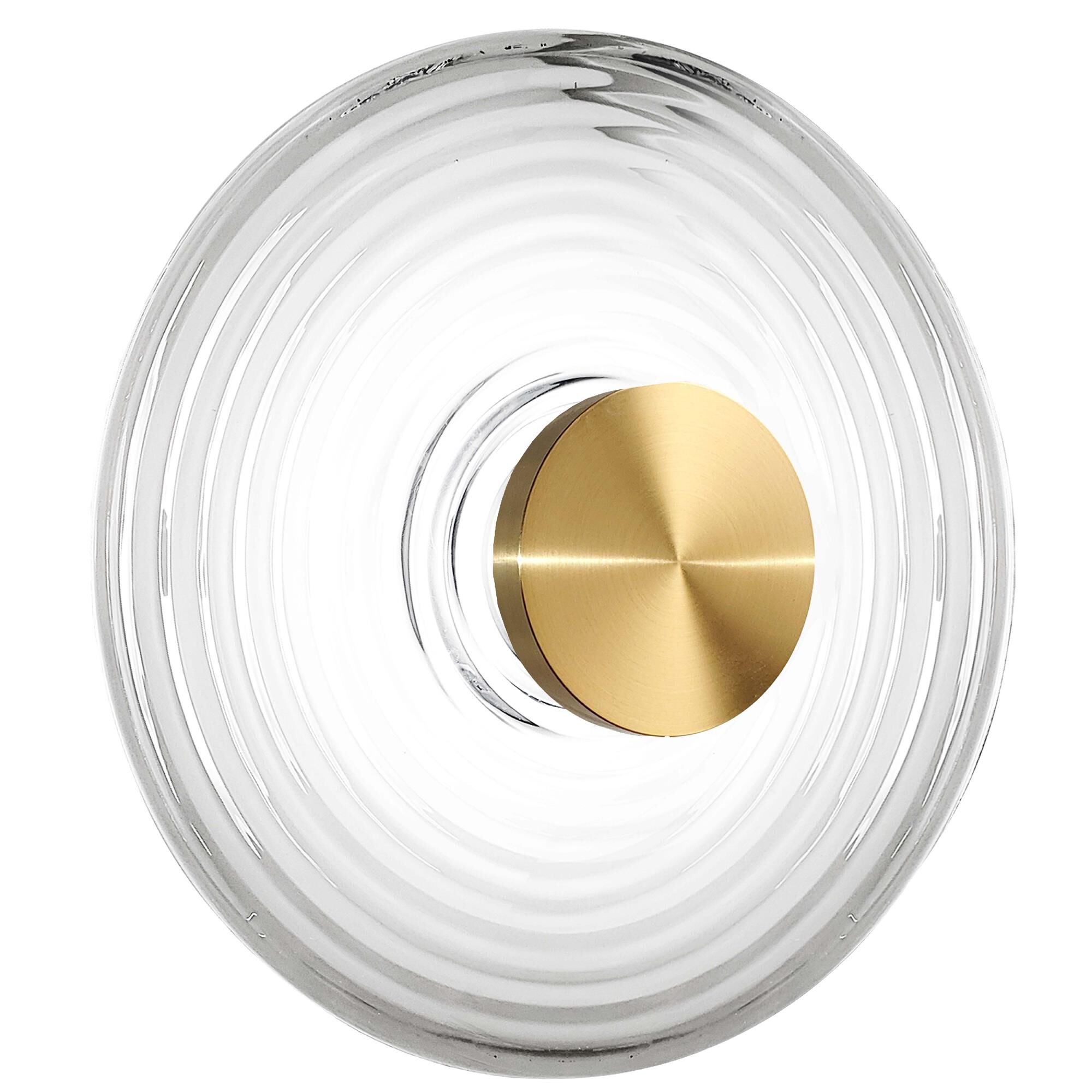 Shown in Aged Brass finish and Clear glass