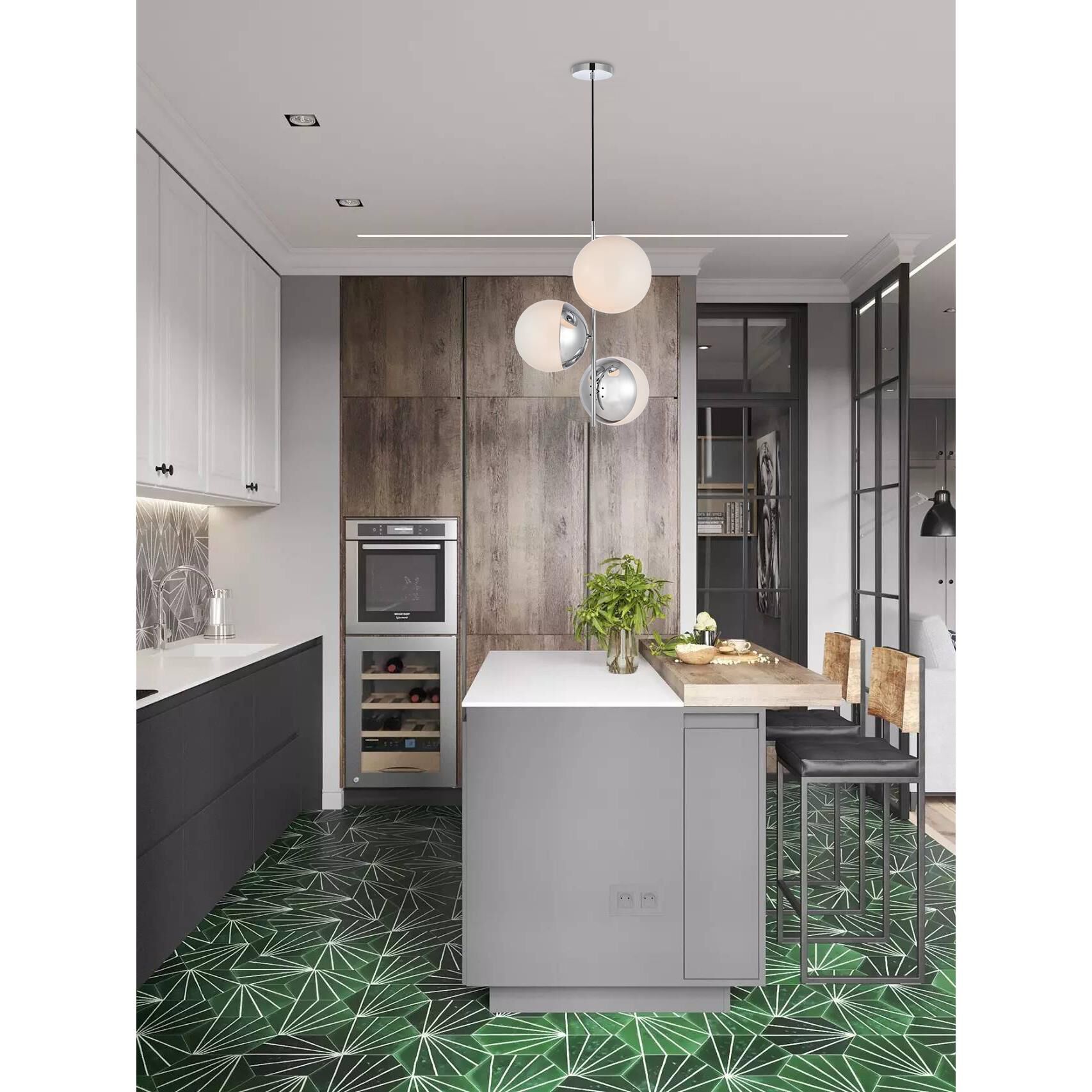 Shown in Chrome finish and Frosted White  glass