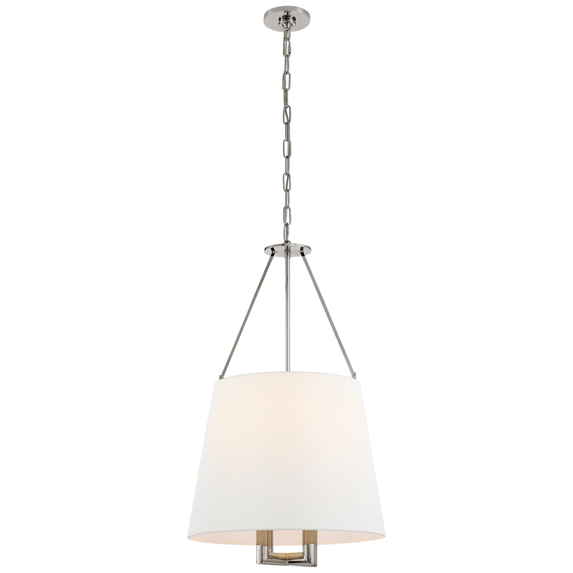 Shown in Polished Nickel finish and Linen shade