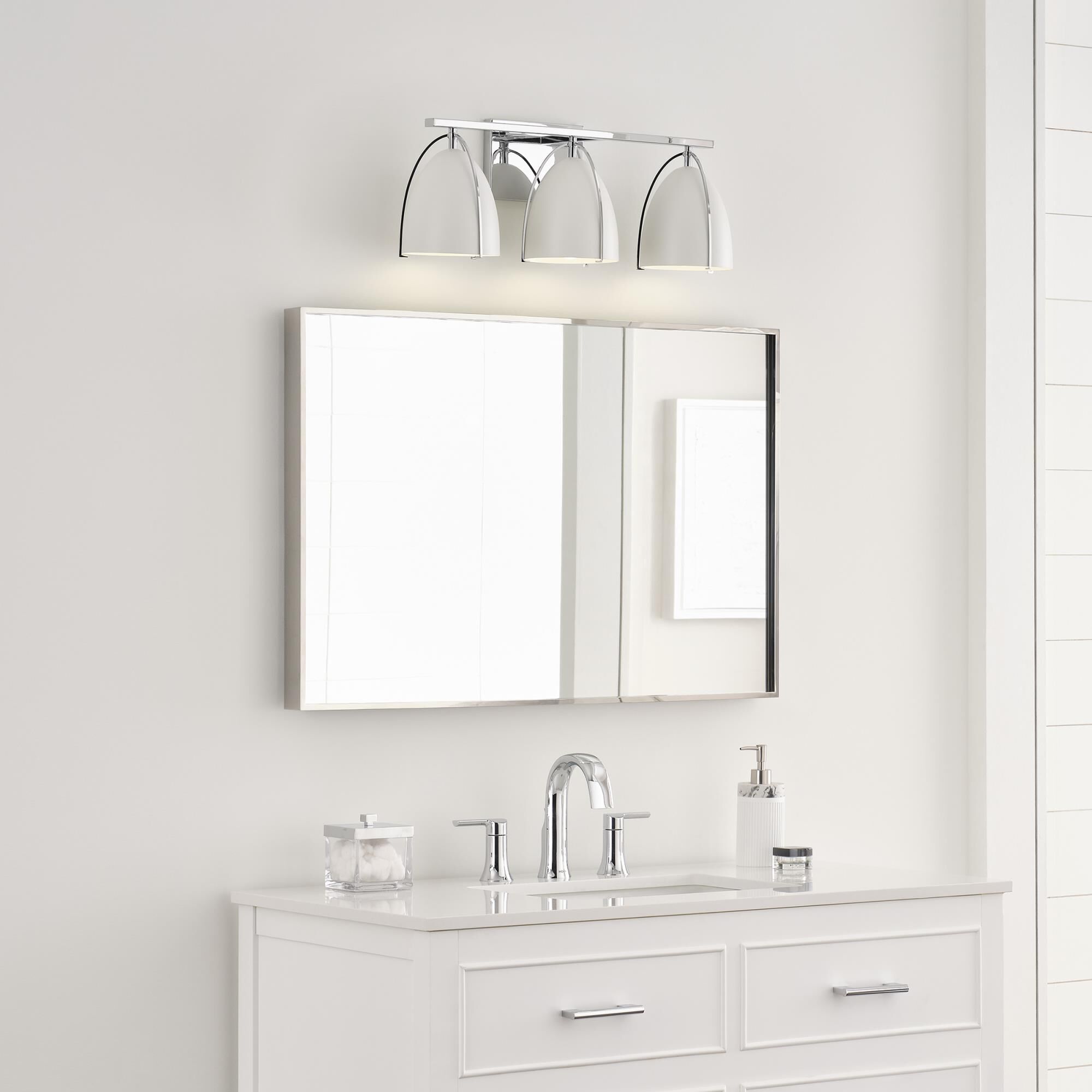 Shown in Chrome finish and Matte White Steel shade