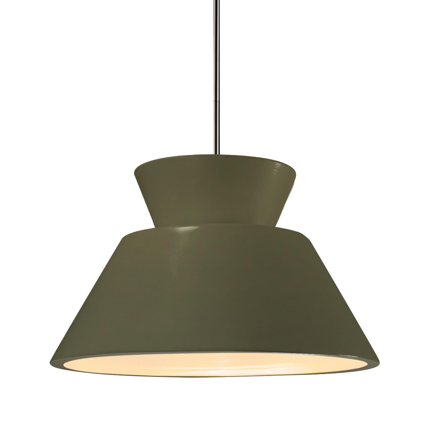Shown in Brushed Nickel finish and Matte Green shade