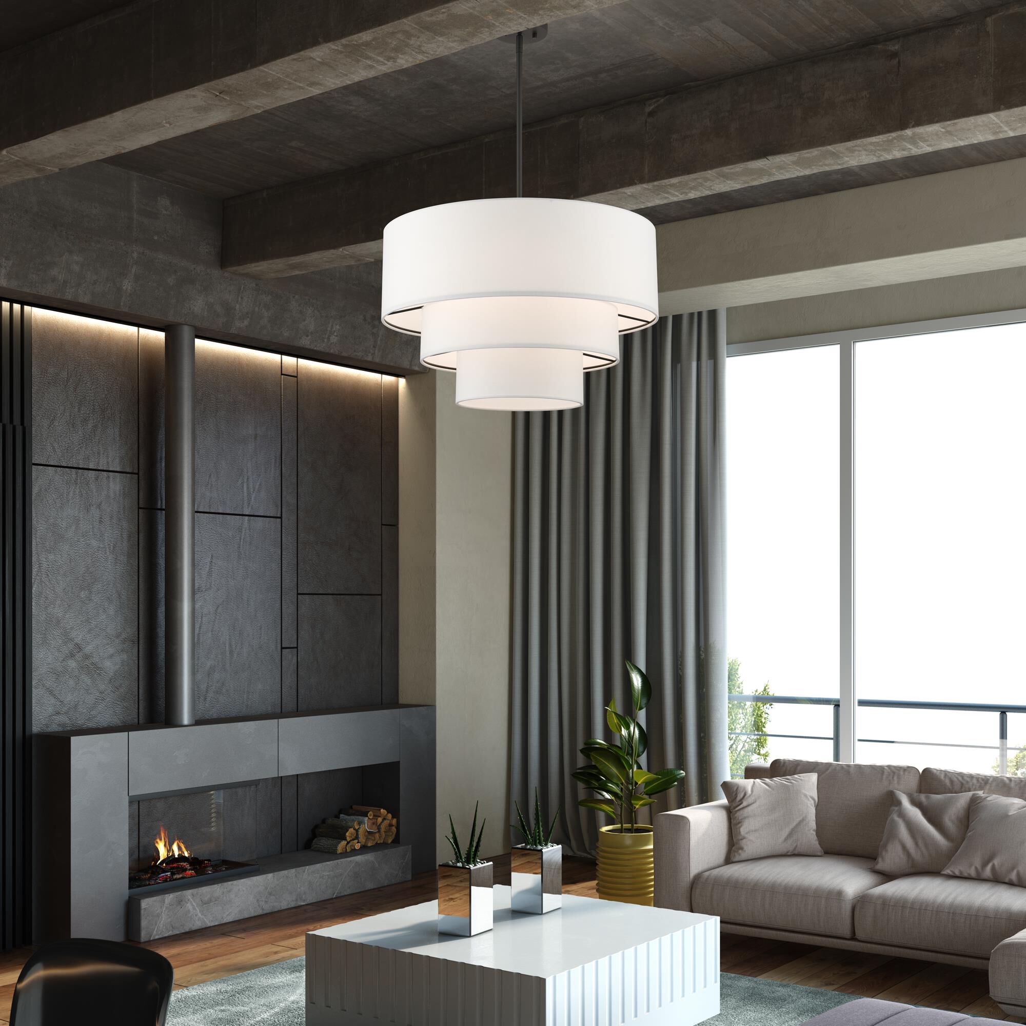 Shown in Bronze finish and Hand Crafted Off-White Color Hardback Fabric with White Fabric Inside shade