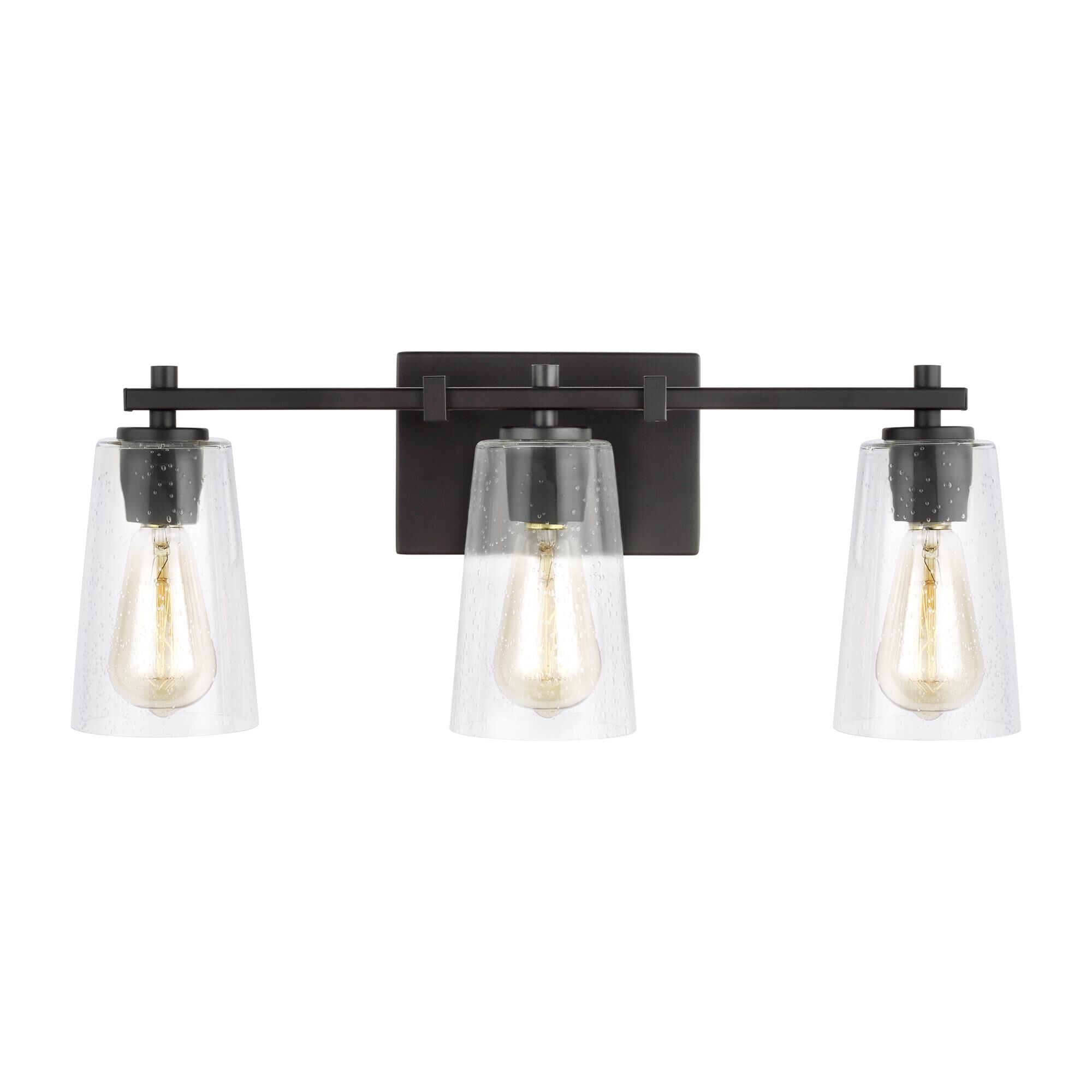 Shown in Oil Rubbed Bronze finish and Clear Seeded glass