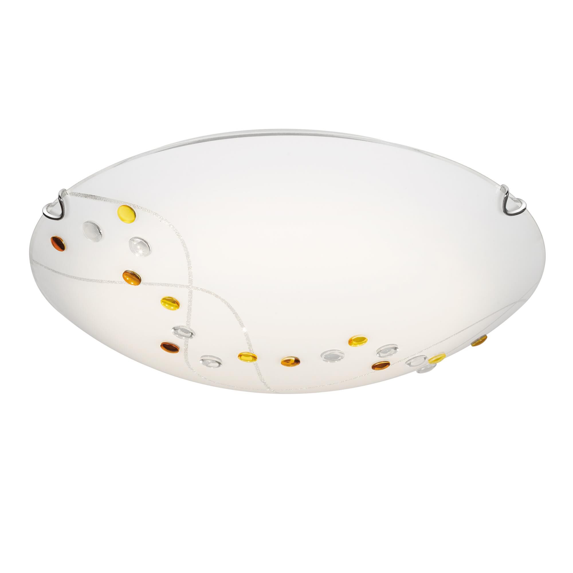 Shown in Polished Chrome finish and Clear With Silk Screen Inside glass