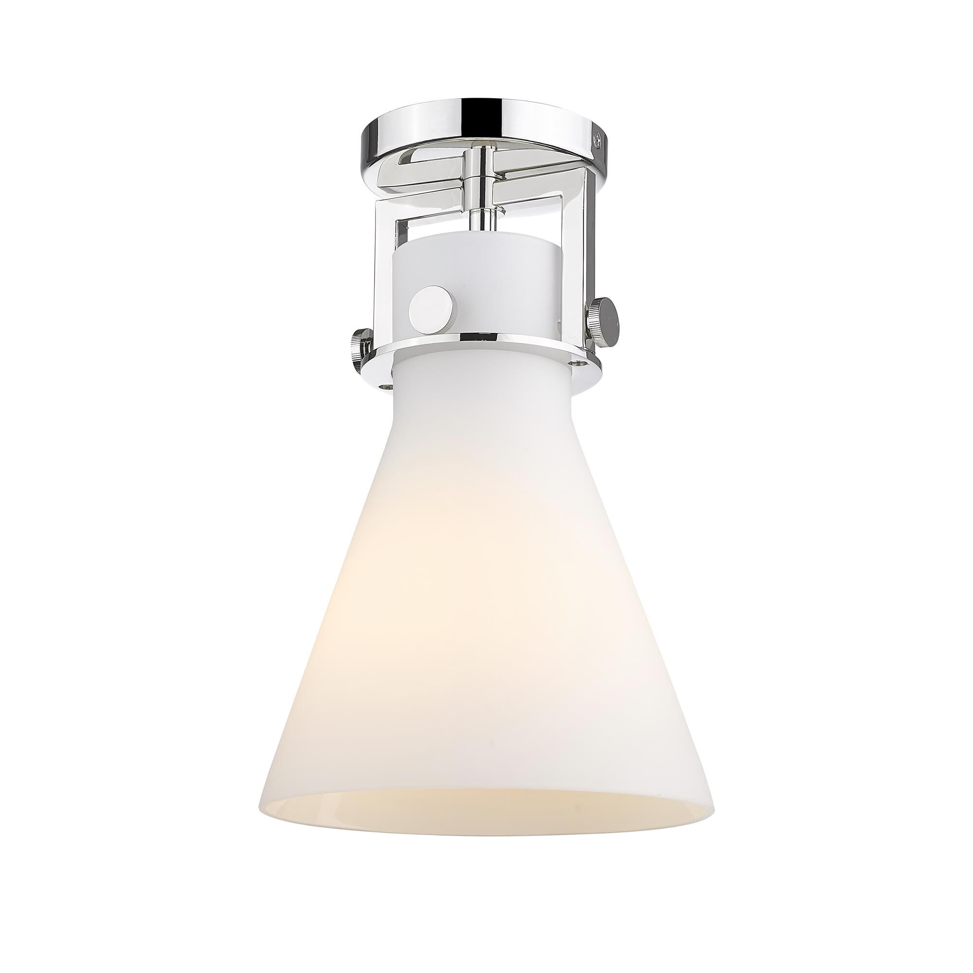 Shown in Polished Nickel finish and Matte White glass